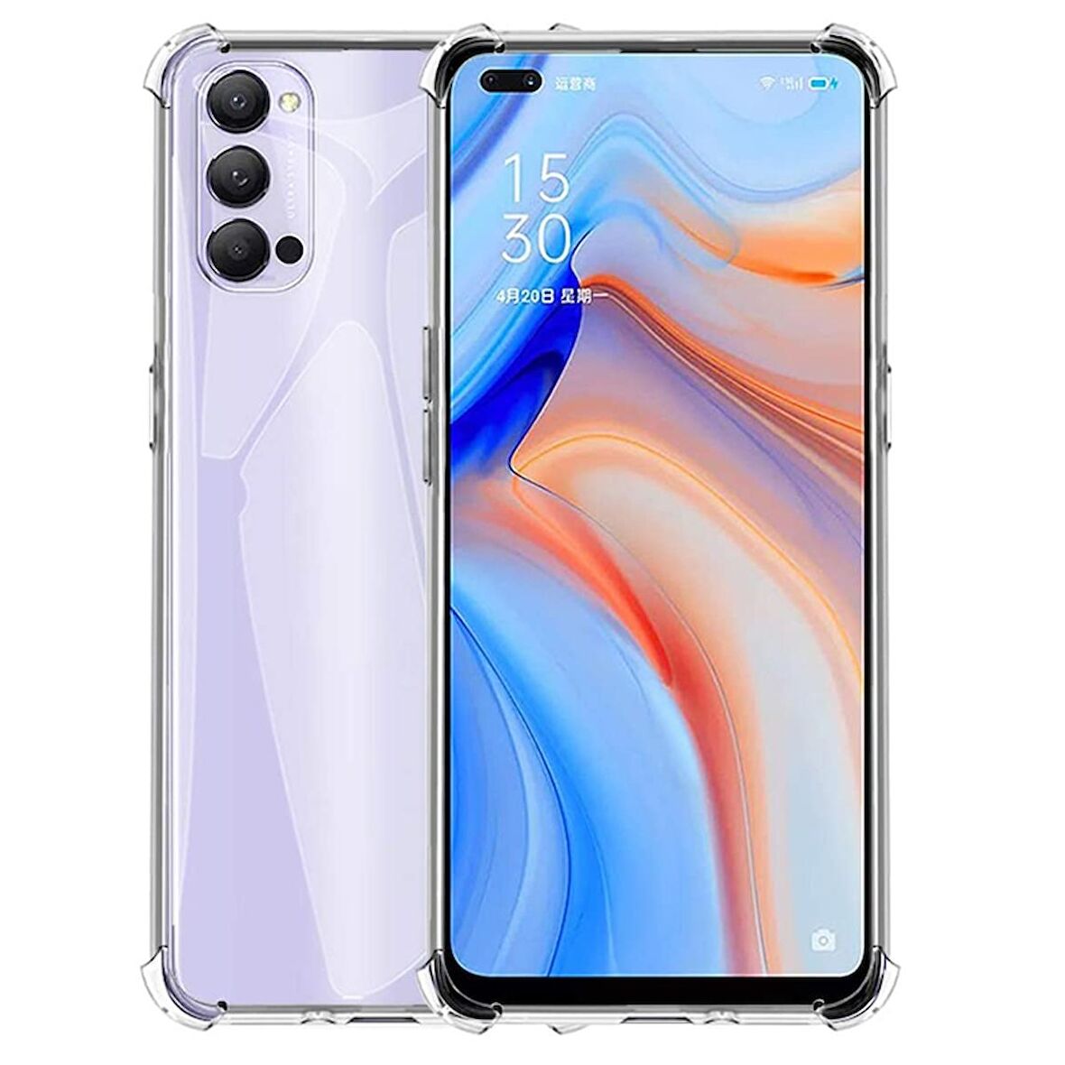 Gpack Oppo Reno 4 Kılıf AntiShock Ultra Koruma Sert KapakNano Glass