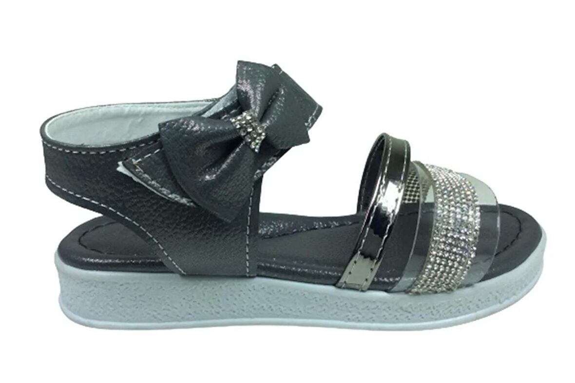 OrtopedikAL Grafen Filet Kız Çocuk Sandalet Platin Şeffaf Taşlı Abiye Ayakkabı