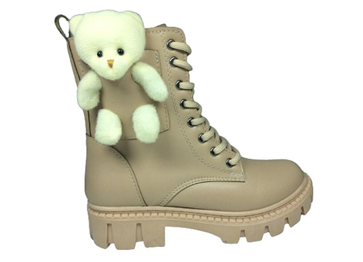 OrtopedikAL 1087 Filet Kız Çocuk Nut Bej 2 Ayıcıklı Bot Bağcıklı Yanı Fermuarlı Anatomik