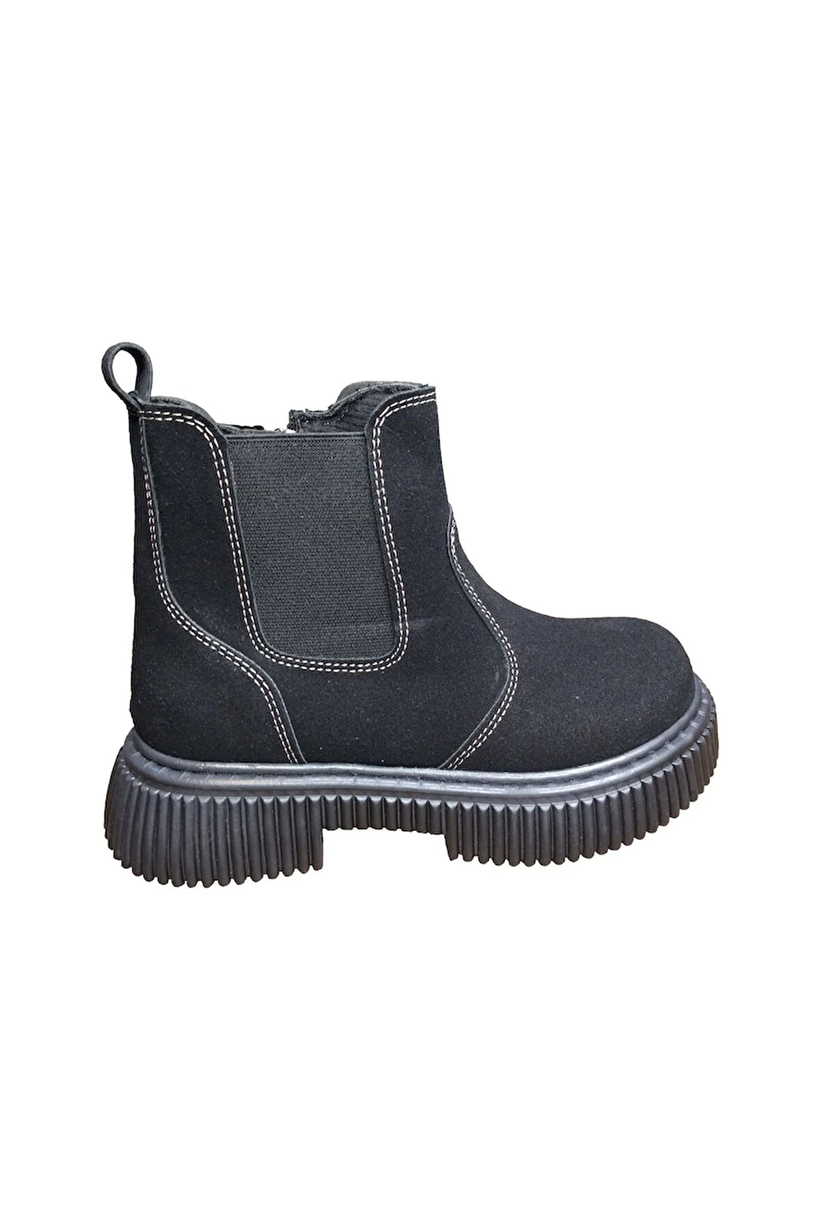 OrtopedikAL 1087 Filet Unisex Erkek Ve Kız Çocuk  Bot Siyah Süet Yanı Lastikli ve Fermuarlı Anatomik