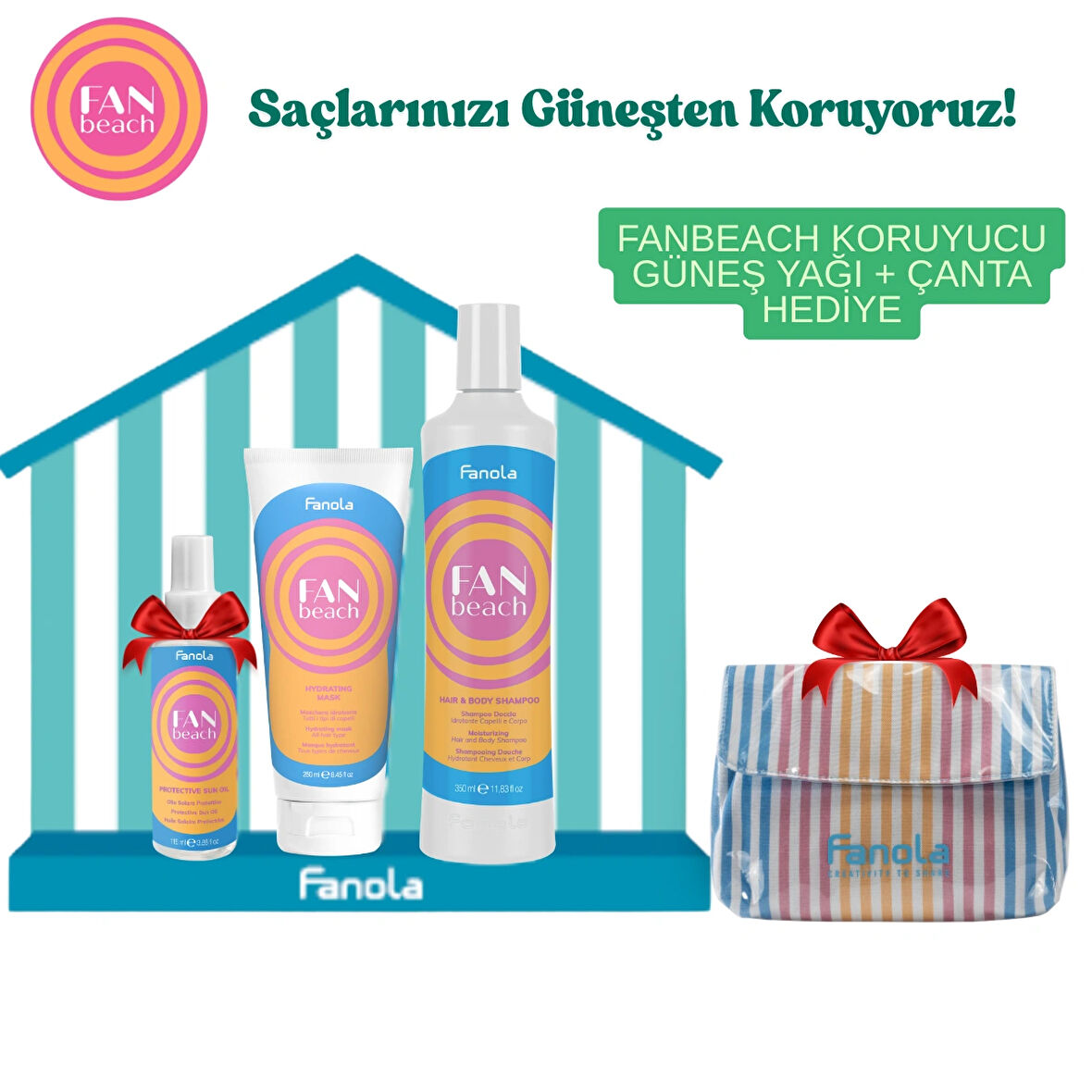 Fanbeach Yaz Serisi Saç Bakım Seti–Şampuan+Maske+Koruyucu Güneş Yağı