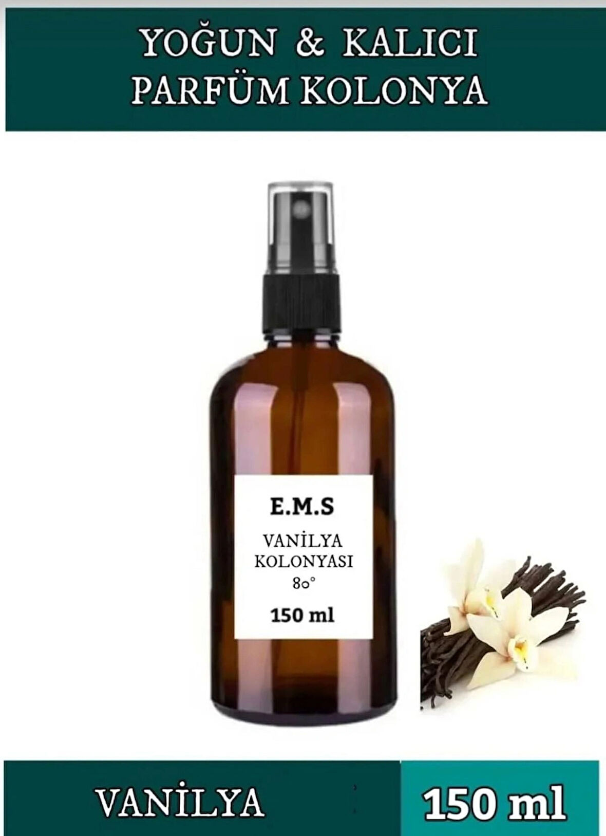 VANİLYA KOLONYASI 150 ML YOĞUN VE KALICI 80 DERECE PARFÜMLÜ KOLONYA.