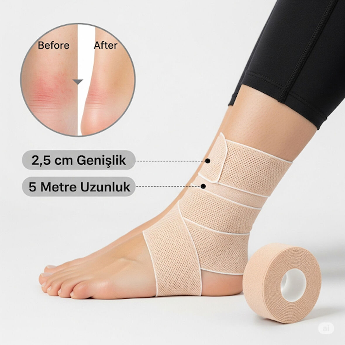 Ayakkabı Vurma Önleyici Rulo Bant (2.5cm x 5m)