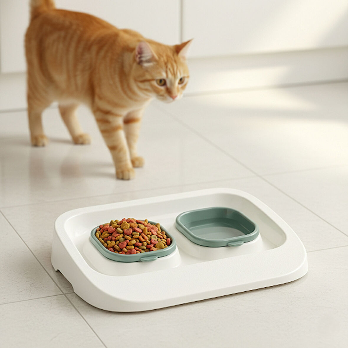  Mikopet Yeşil 2'si 1 Arada Mama Ve Su Kabı 