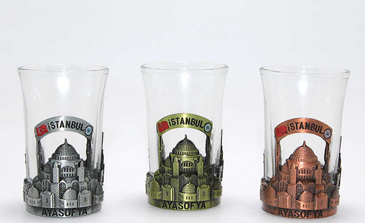 Tekli Metal Cam Bardaklı Shot Bardak 