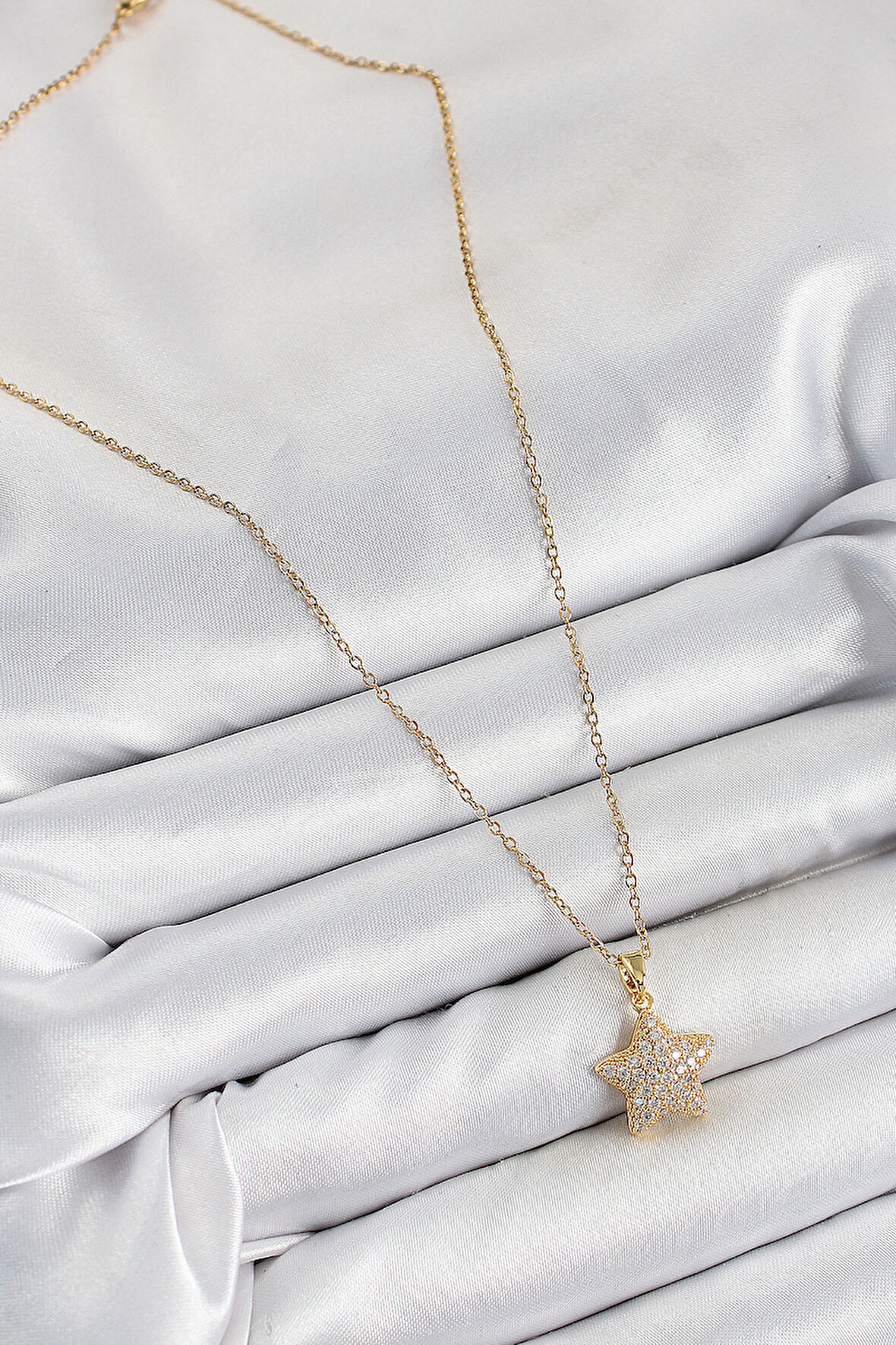  316L Çelik Zirkon Taşlı Yıldız Model Gold Renk Kadın Kolye