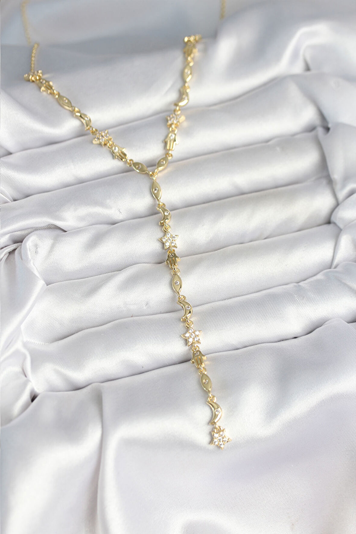  Pirinç Gold Renk Kadın Manifest Kolye