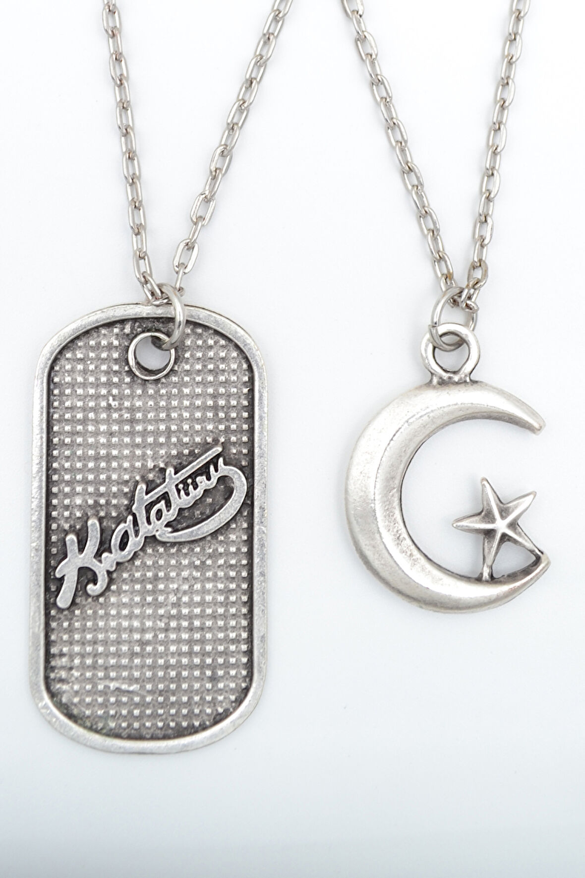 2'li Kemal Atatürk İmza Künye - Ay Yıldız Gümüş Kaplama Kolye Seti