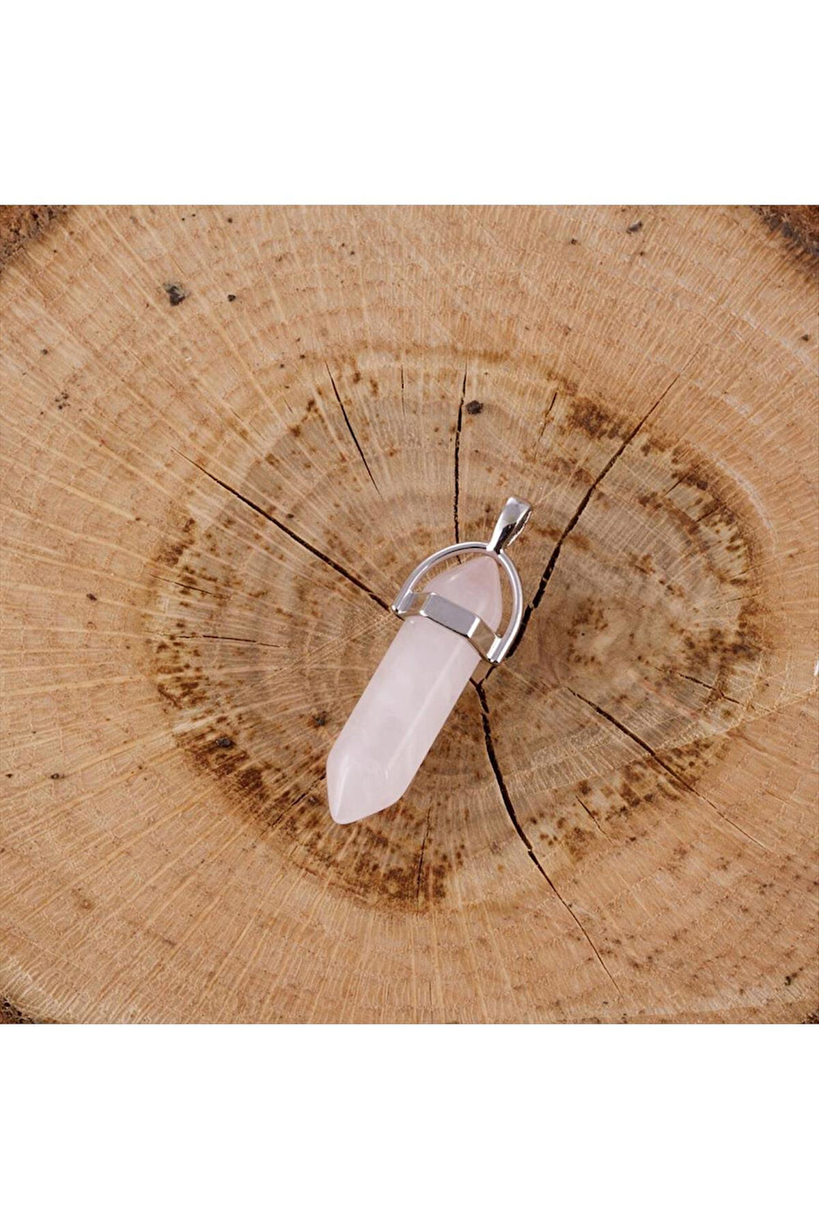 Pembe Kuvars Point Kolye Ucu