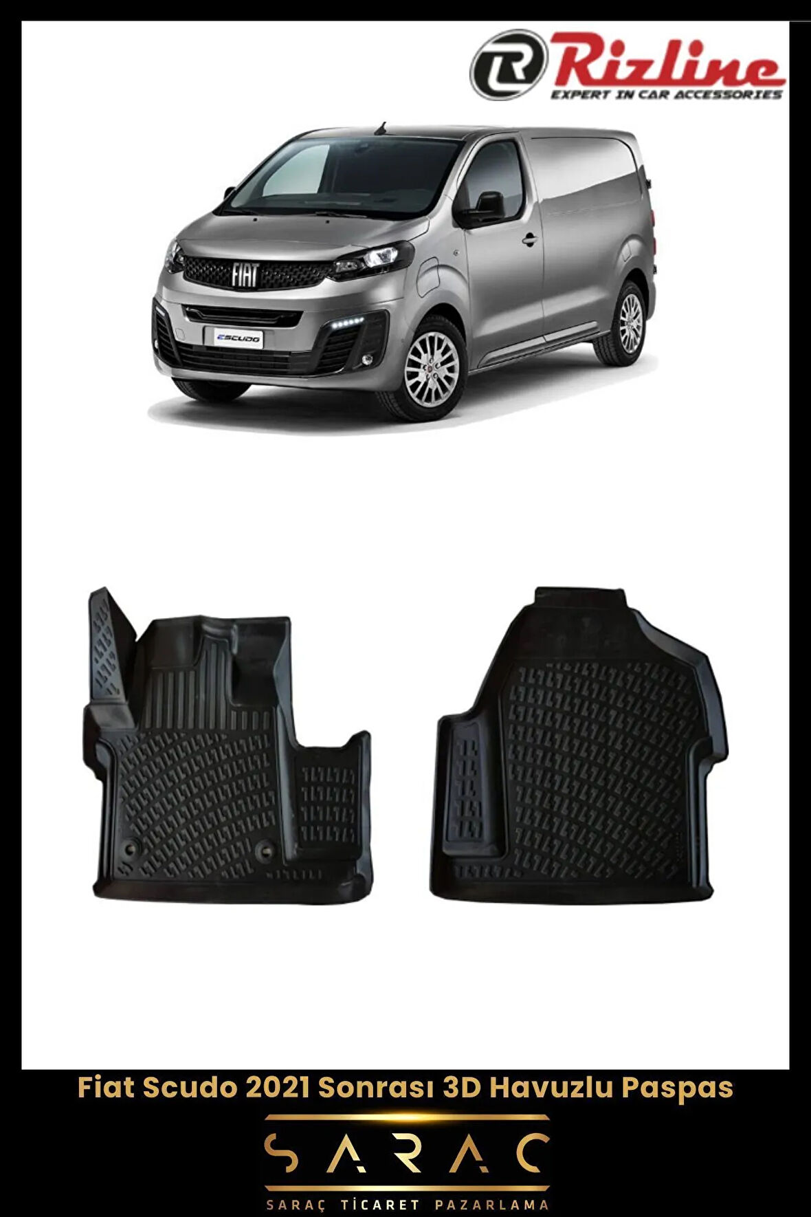 Rizline Fiat Scudo 2024 Model 3D Havuzlu Paspas