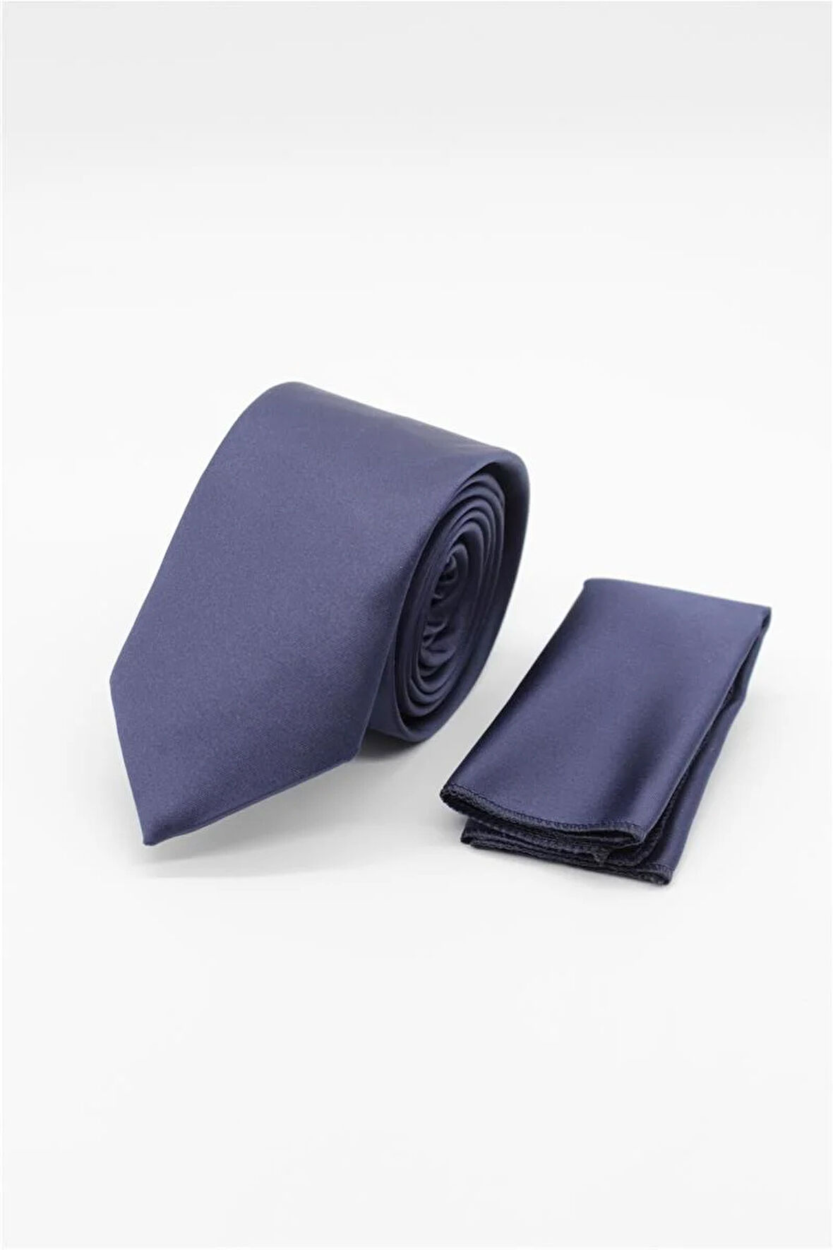 Koyu Lacivert Düz Saten Kravat