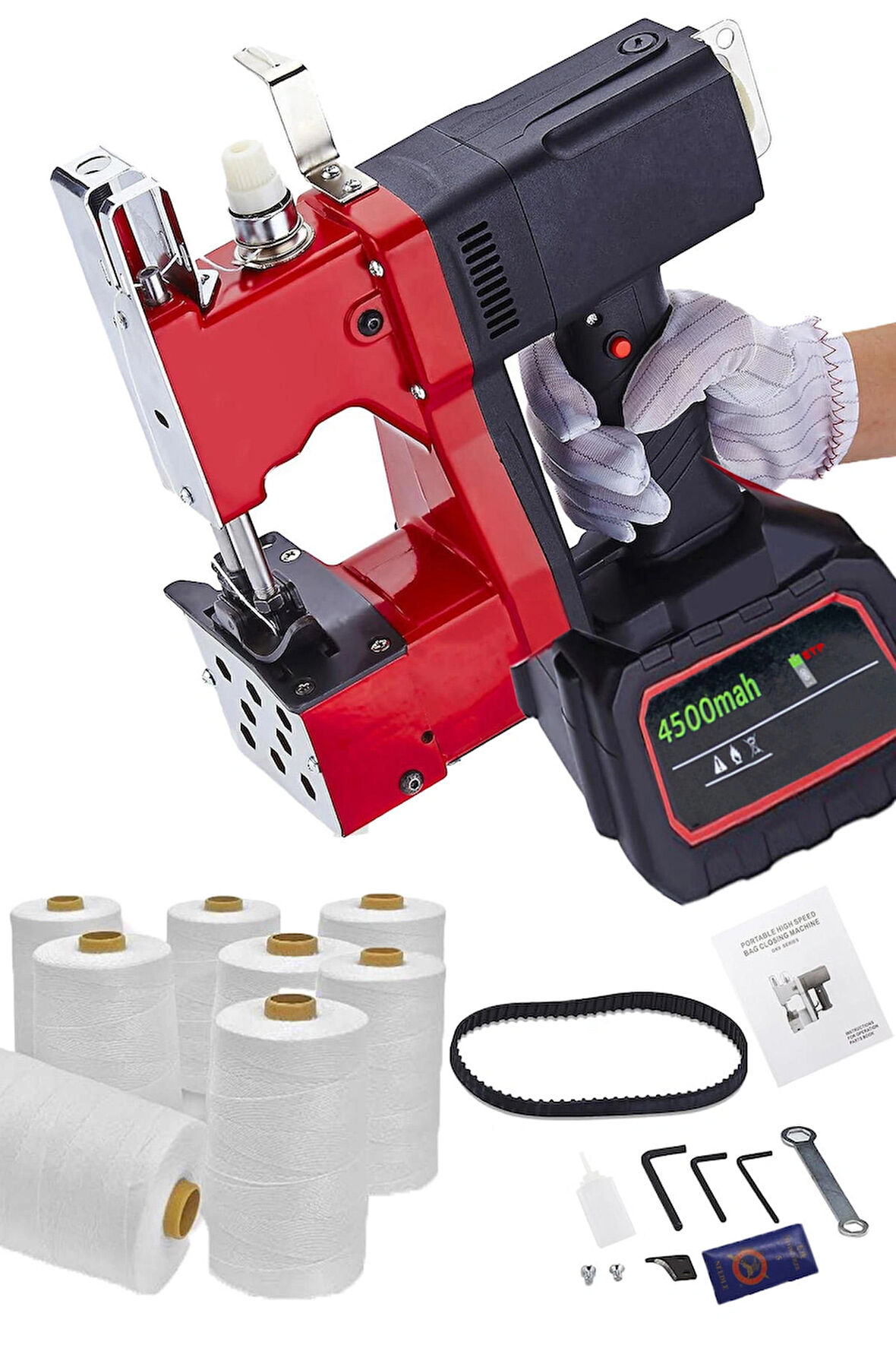 Yüksek Kapasiteli Şarjlı Akülü Çuval Ağzı Dikme Makinesi (4500 mAh)