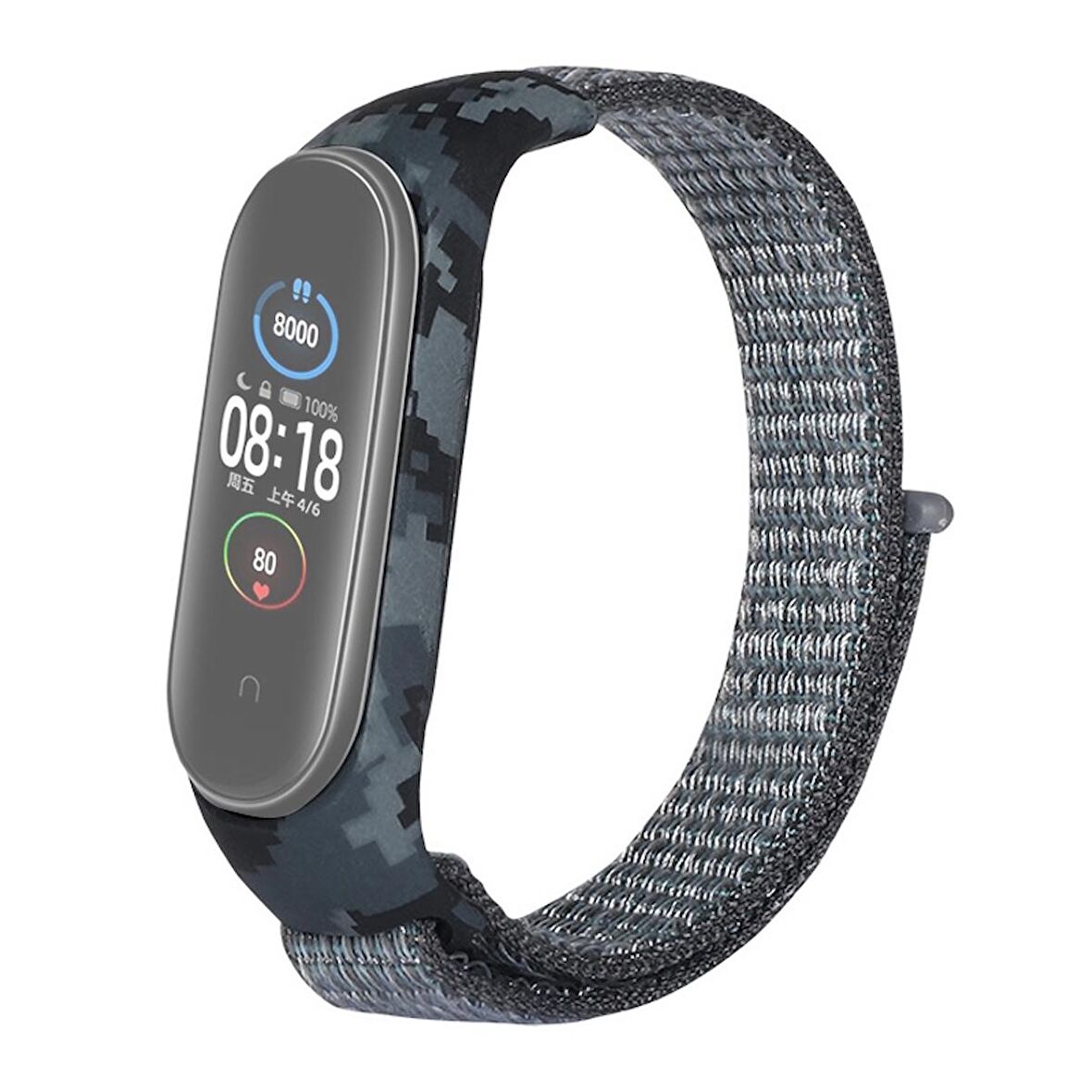 Gpack Xiaomi Mi Band 5 Kordon Kumaş CırtCırt Kamuflaj Desenli