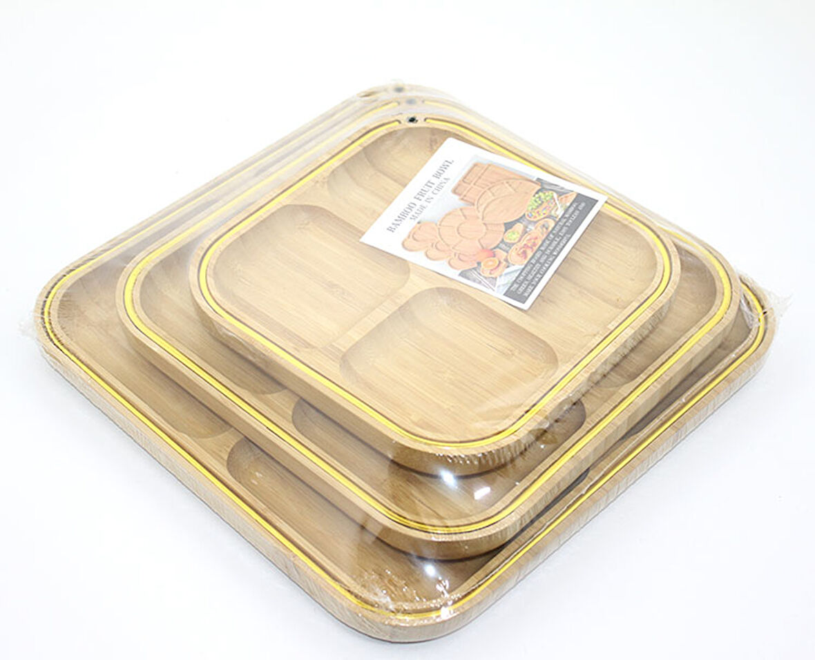 3'lü Ahşap Kahvaltı Çerez Ve Meyve Sunum Tabağı 