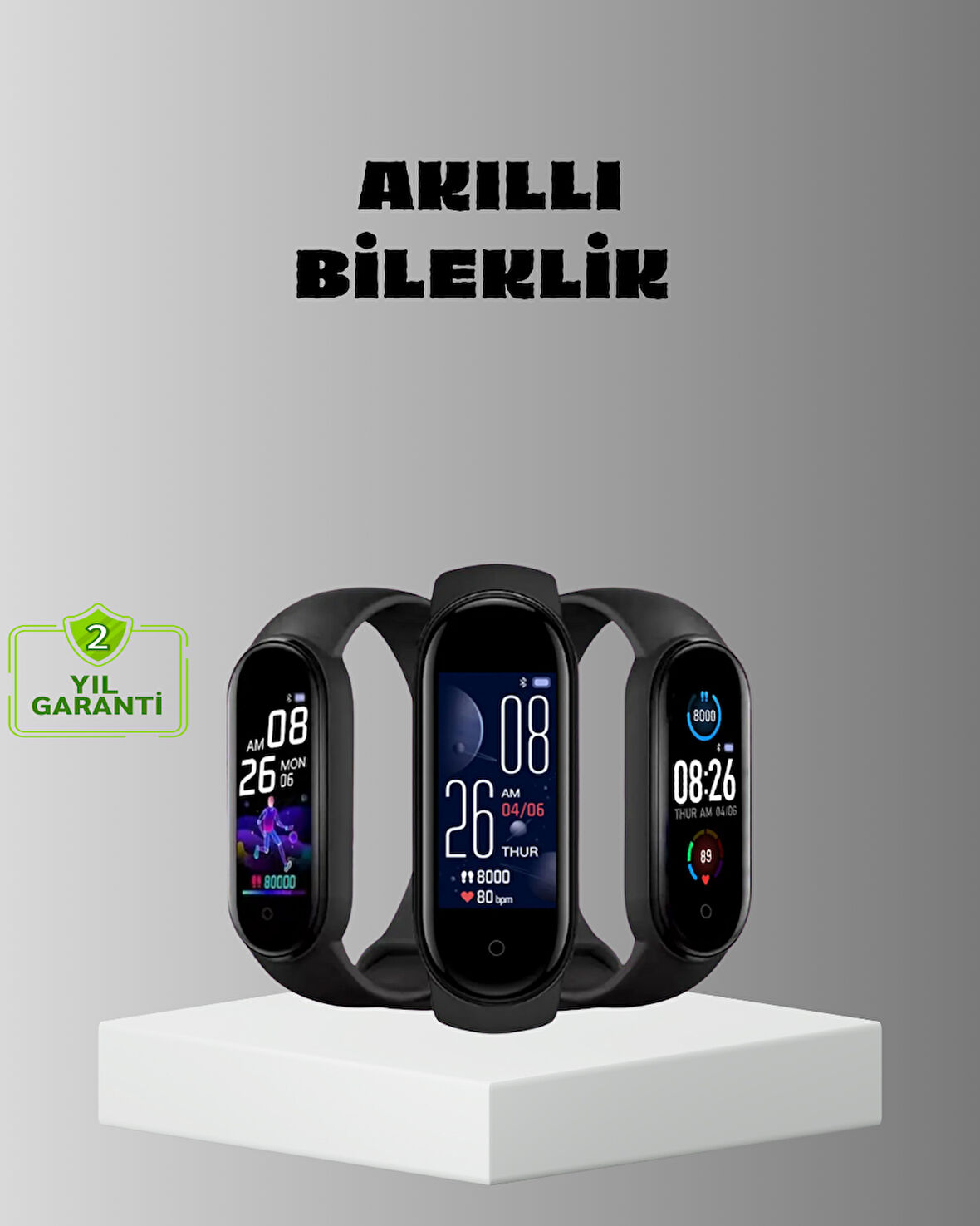 Akıllı Bileklik Adım Sayarlı Kalori Takipli Bildirim Uyumlu IP67