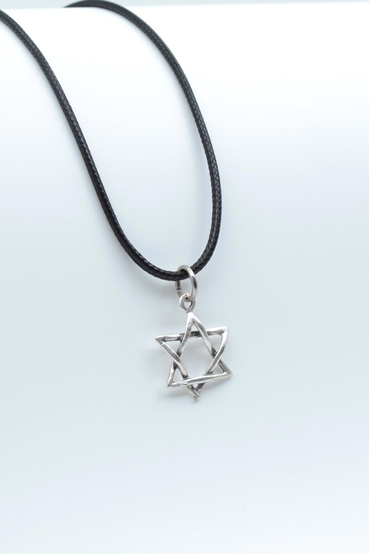 Minimal Pentagram Kolye Deri İp Kolye Gümüş Kaplama Erkek Kadın Kolye