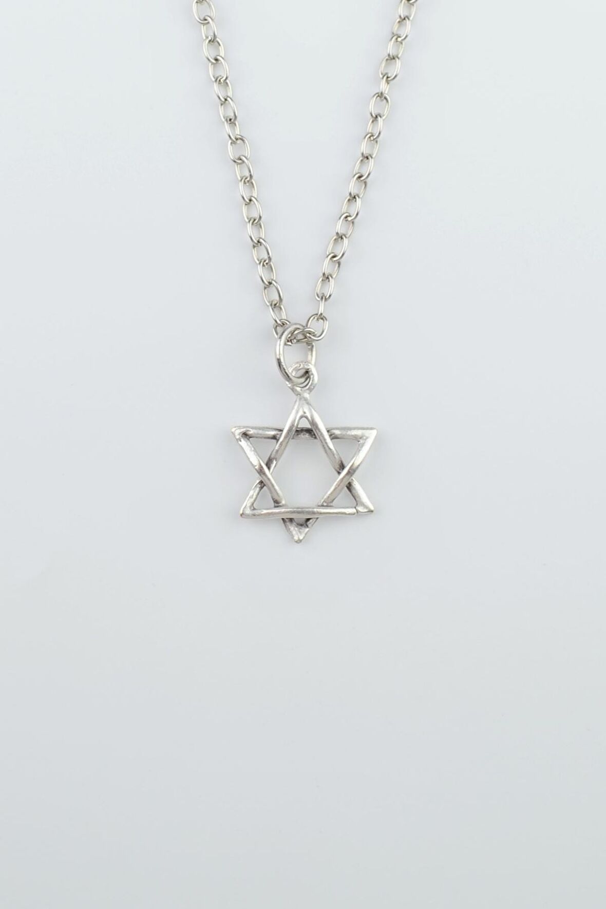 Minimal Pentagram Erkek Kadın Kolye Antik Gümüş Kaplama - 60 cm Düz Zincir