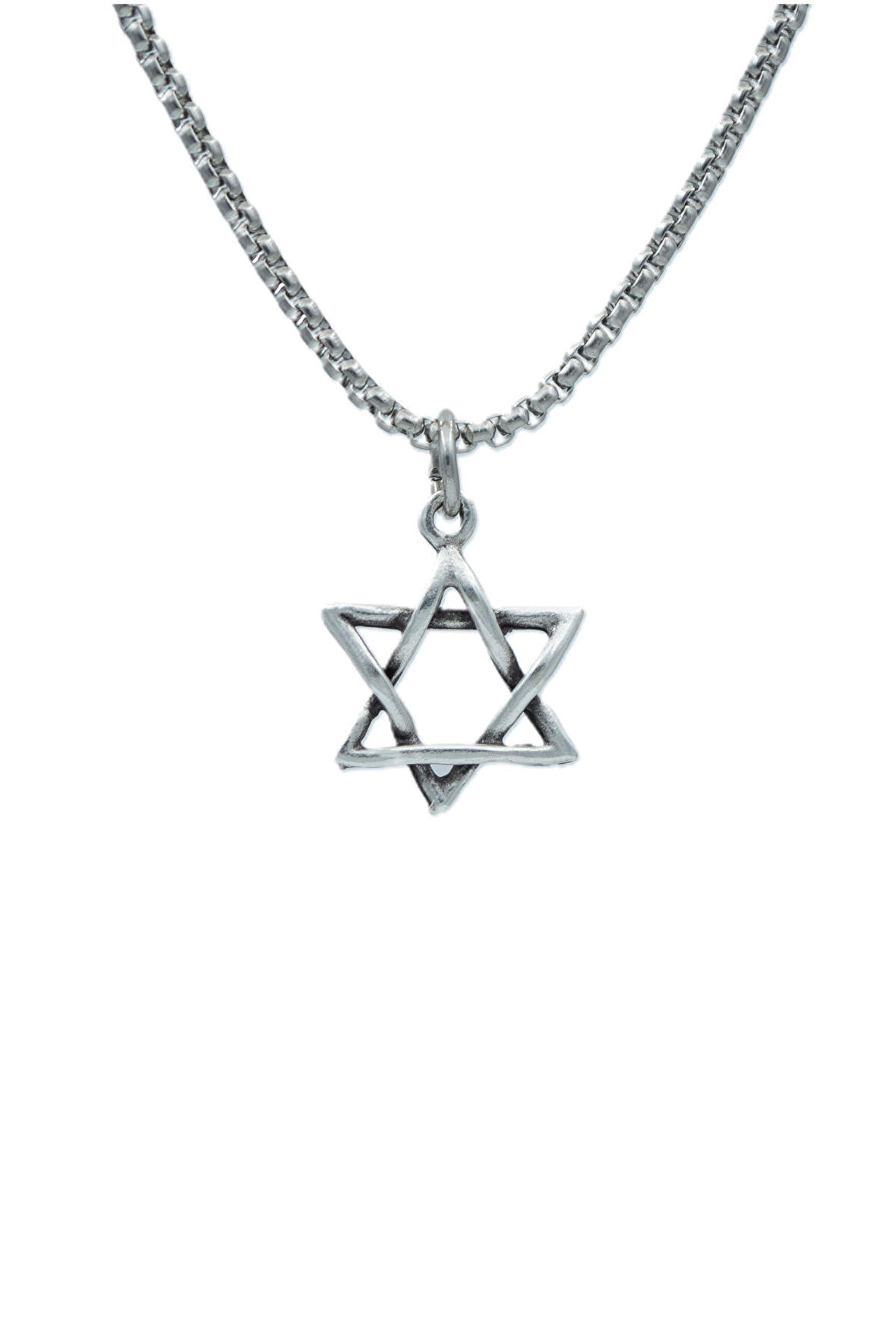 Minimal Pentagram Örme Zincir Kolye - Gümüş Kaplama - Erkek Kadın Kolye - No:1346