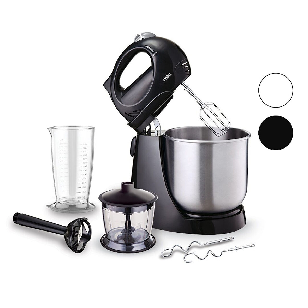 INOX TASLI MİKSER - BLENDER SETİ 5 KADEME HIZ+TURBO HAMUR YOĞURMA+ KASE 300W600ML HAZNE700ML ÖLÇÜ KABI SMX-2731 (5314)