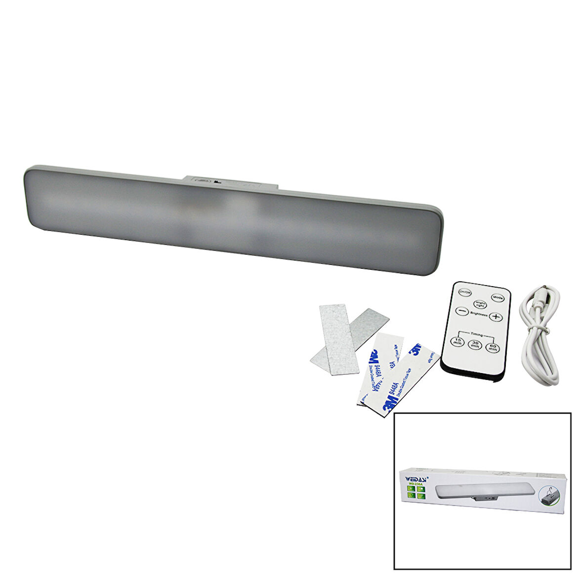 KUMANDALI - ZAMAN - IŞIK GÜCÜ AYARLI METAL ASKILI - USB ŞARJLI LAMBA FENER 20SMD LED (5314)