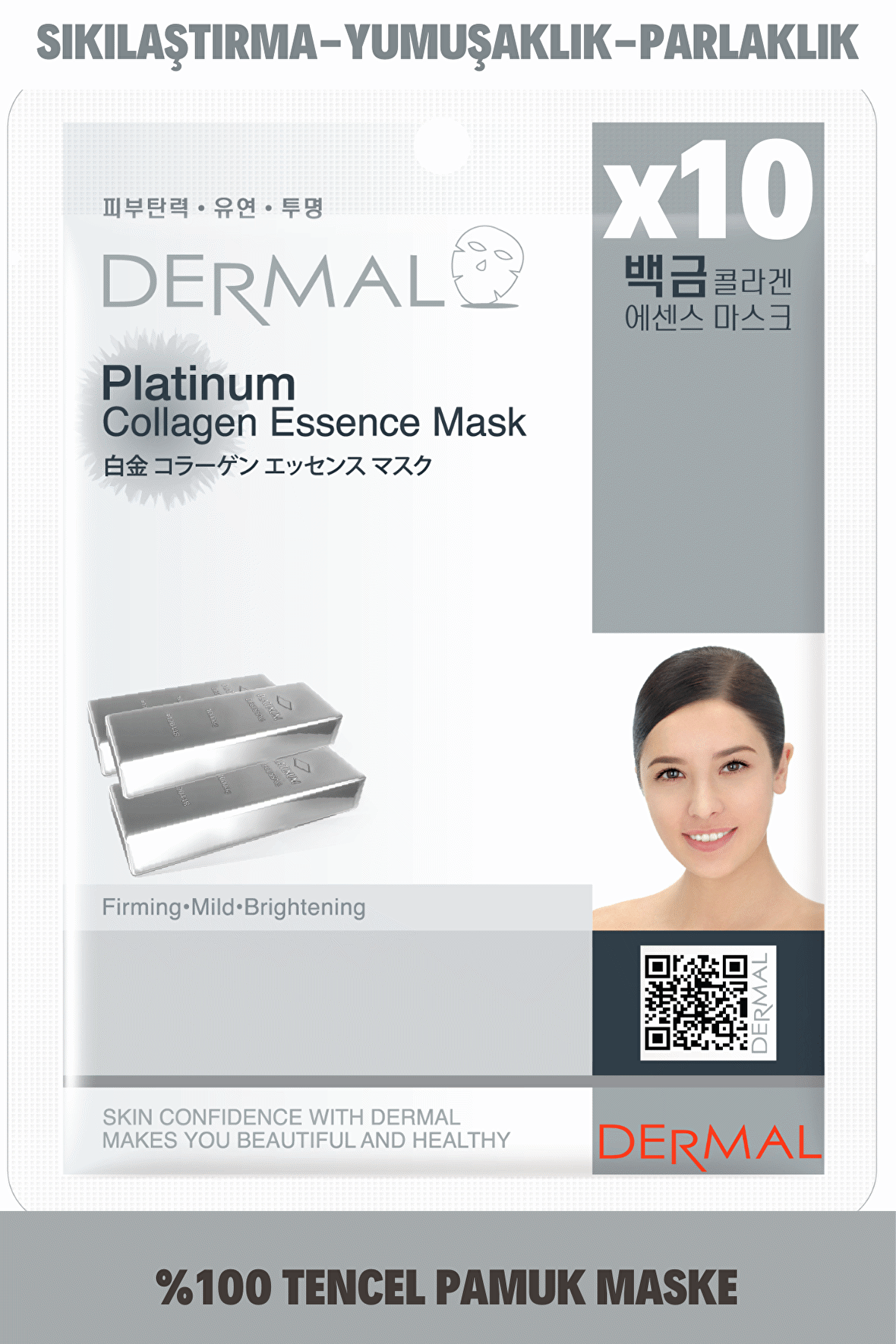 Dermal 10'lu Platinum Kolajen Özlü Tek Kullanımlık Cilt Bakım Maskeleri