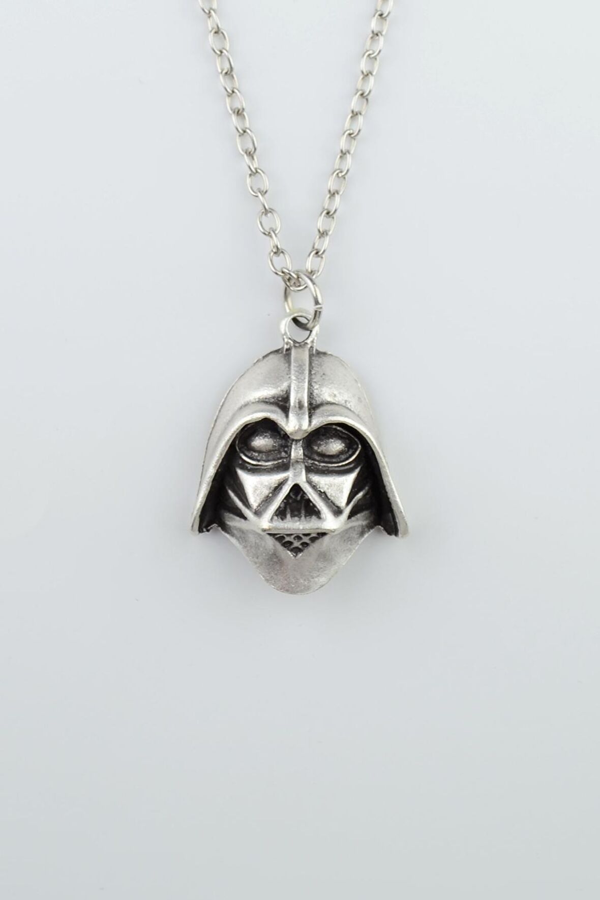 Star Wars - Darth Vader Erkek Kadın Kolye Antik Gümüş Kaplama - 60 cm Düz Zincir