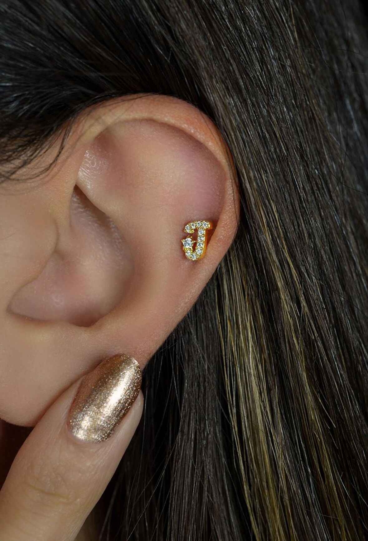 J Harfi Piercing Helix Kıkırdak Lob Tragus
