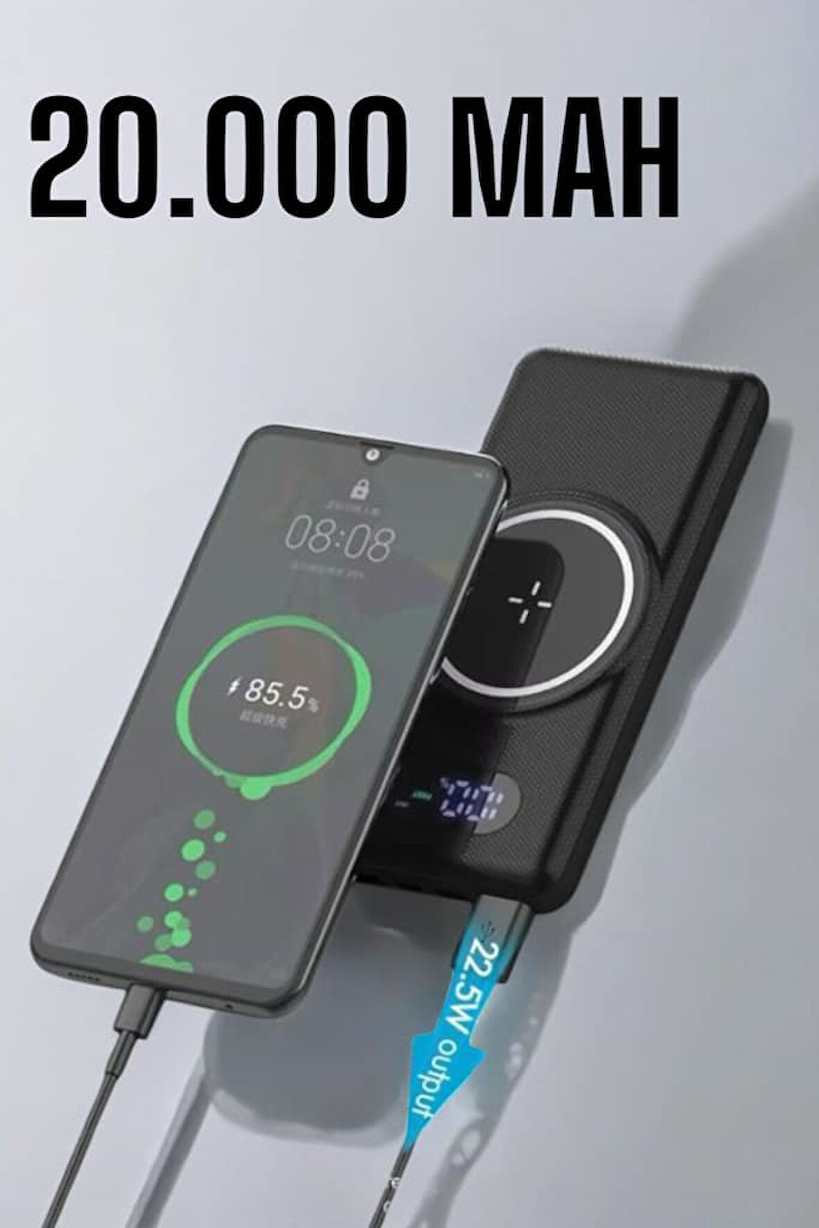 Taşınabilir 10.000 mAh Powerbank 4 USB Çıkışlı Dijital Göstergeli