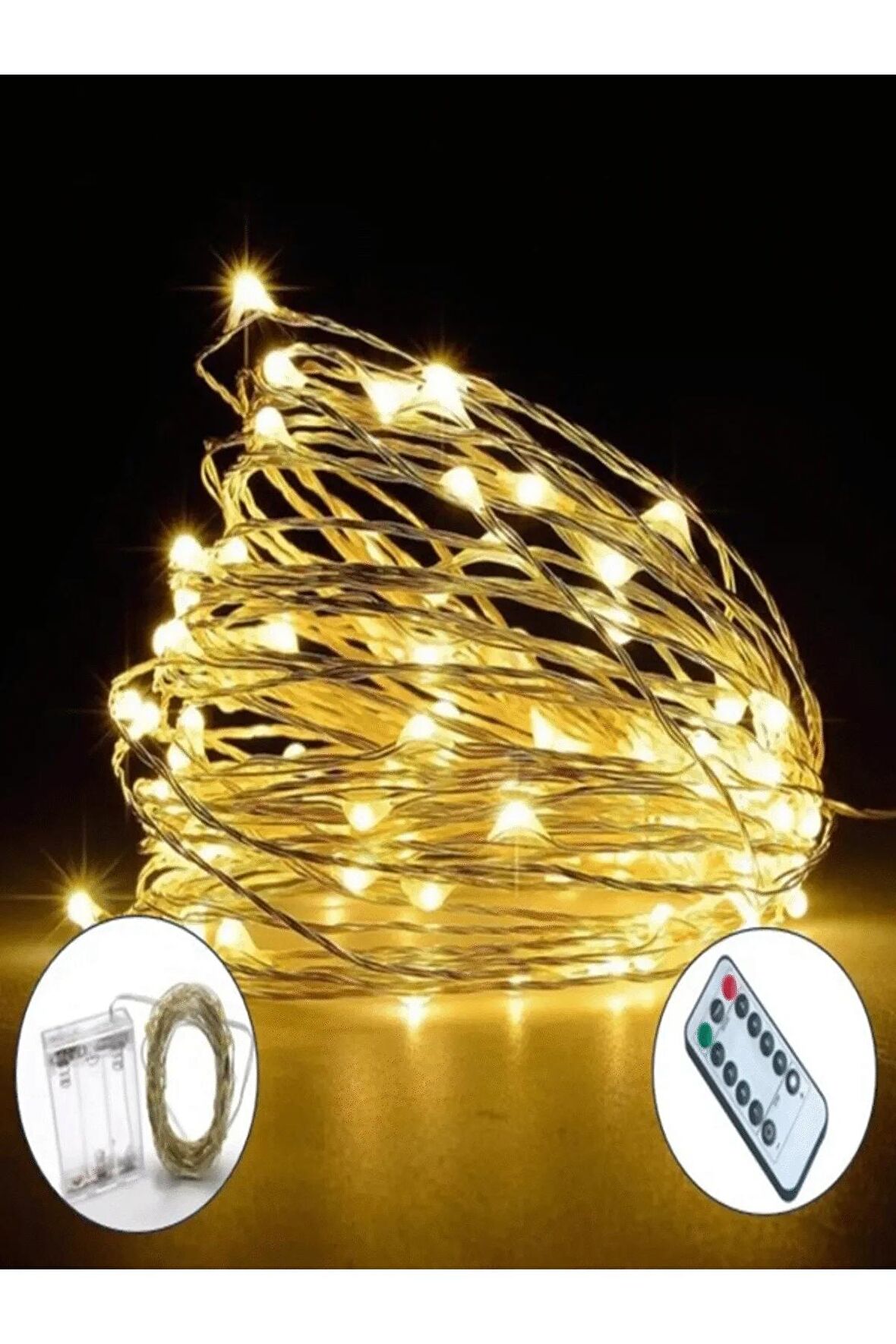 TEMALİFE Pil İle Çalışan Peri Led Işık Kumandalı Animasyonlu Pil Led 10 Metre Çok Amaçlı Aydınlatma