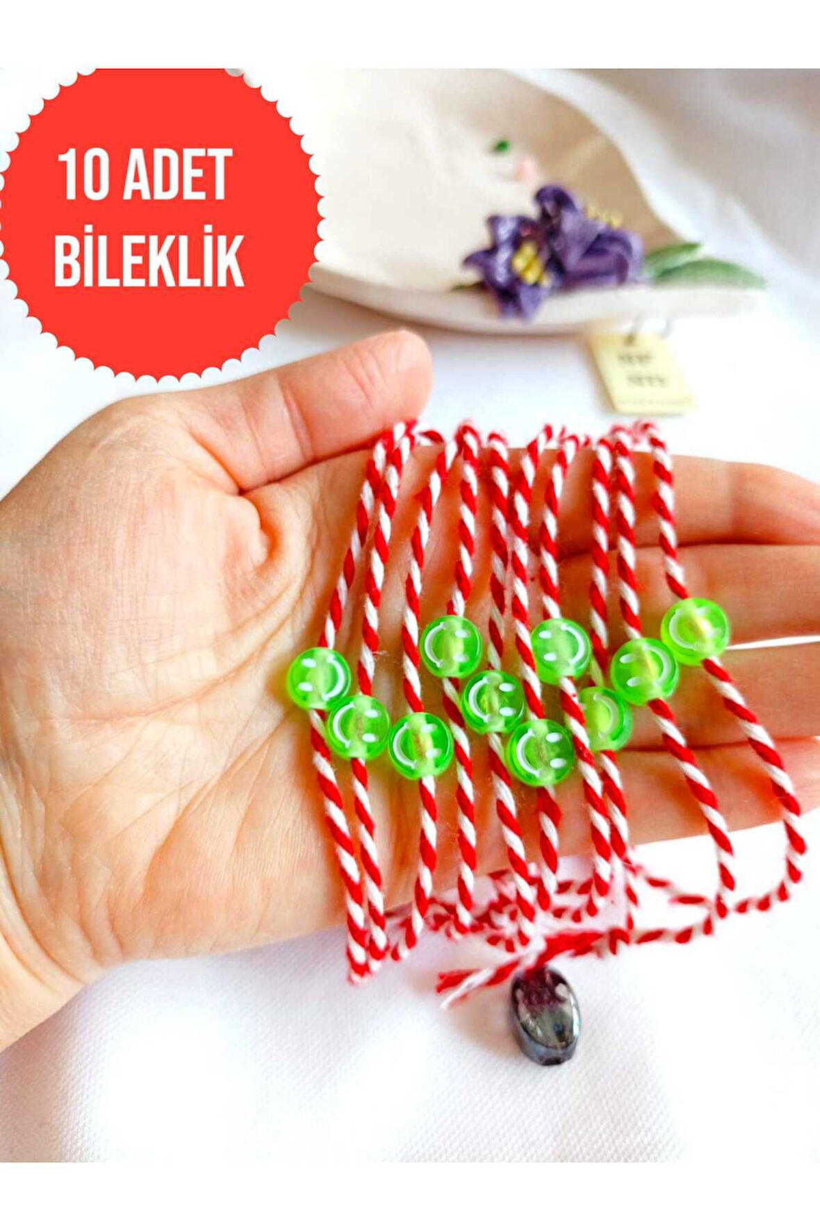 10 ADET YEŞİL BONCUKLU MARTENİÇKA BİLEKLİK ŞANS ARKADAŞ SEVGİLİ EŞ ÇOCUK HEDİYE BAHAR BİLEKLİĞİ