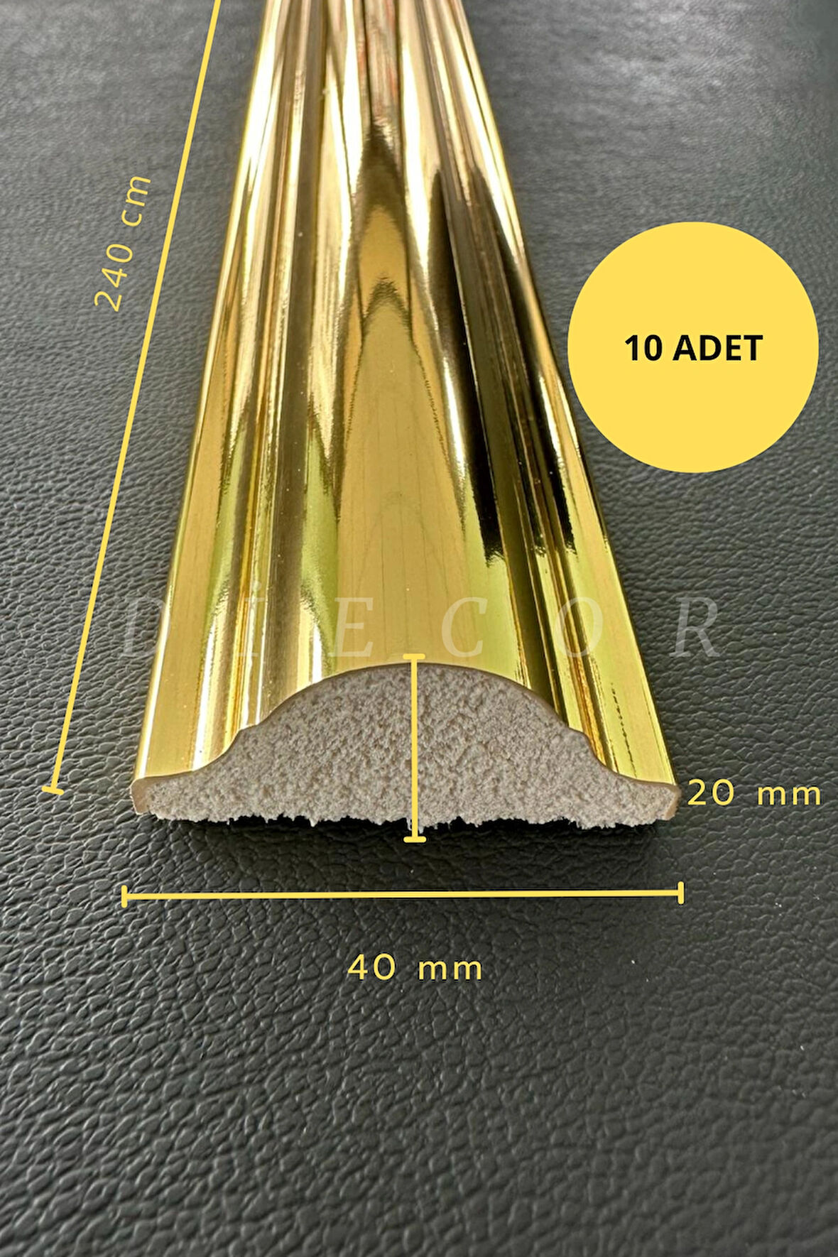 Dekoratif Polistren 10 Adet 4 Cm Gold Duvar Çıtası