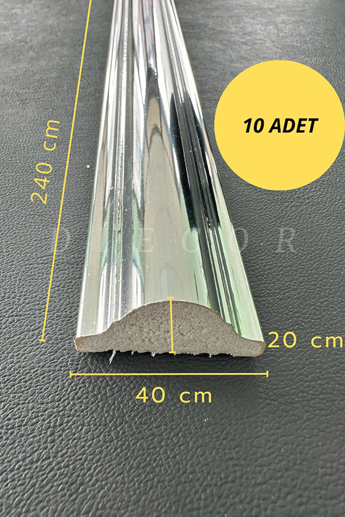 Dekoratif Polistren 10 Adet 4 Cm Gümüş Duvar Çıtası