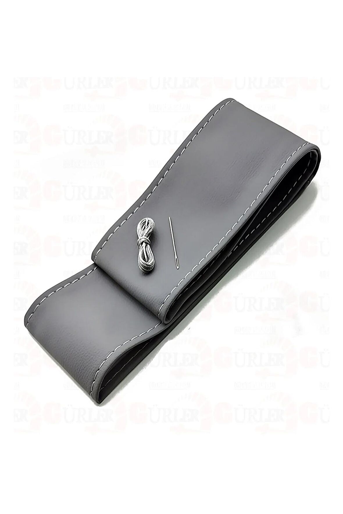 Universal Dikmeli Deri Direksiyon Kılıfı Soft Esnek Kokusuz Standart Gri Renk(38CM/10CM)