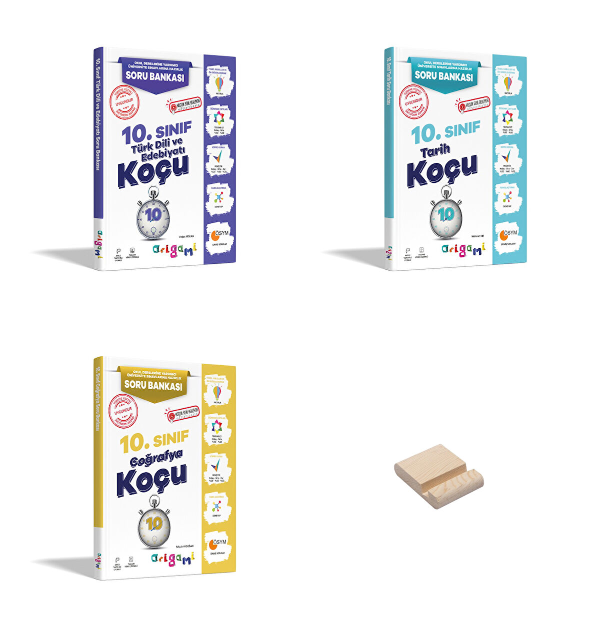 OPTİMAR 10. Sınıf Edebiyat Tarih Coğrafya Soru Bankası 3lü Set + Telefon Standı
