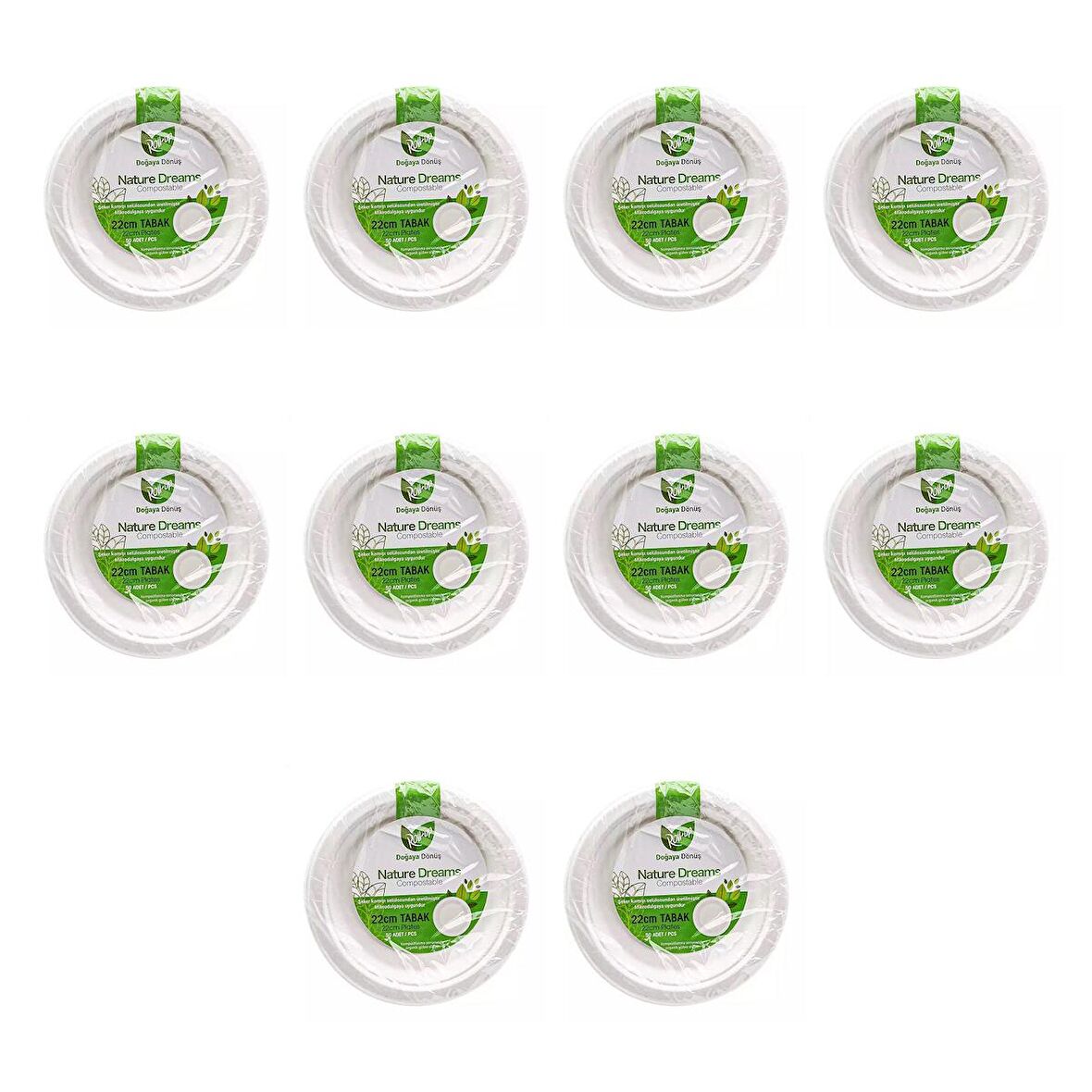 Roll-Up Nature Ekolojik Karton Kağıt Parti Tek Kullanımlık Tabak - 22 Cm. - 50 Adetlik 10 Paket