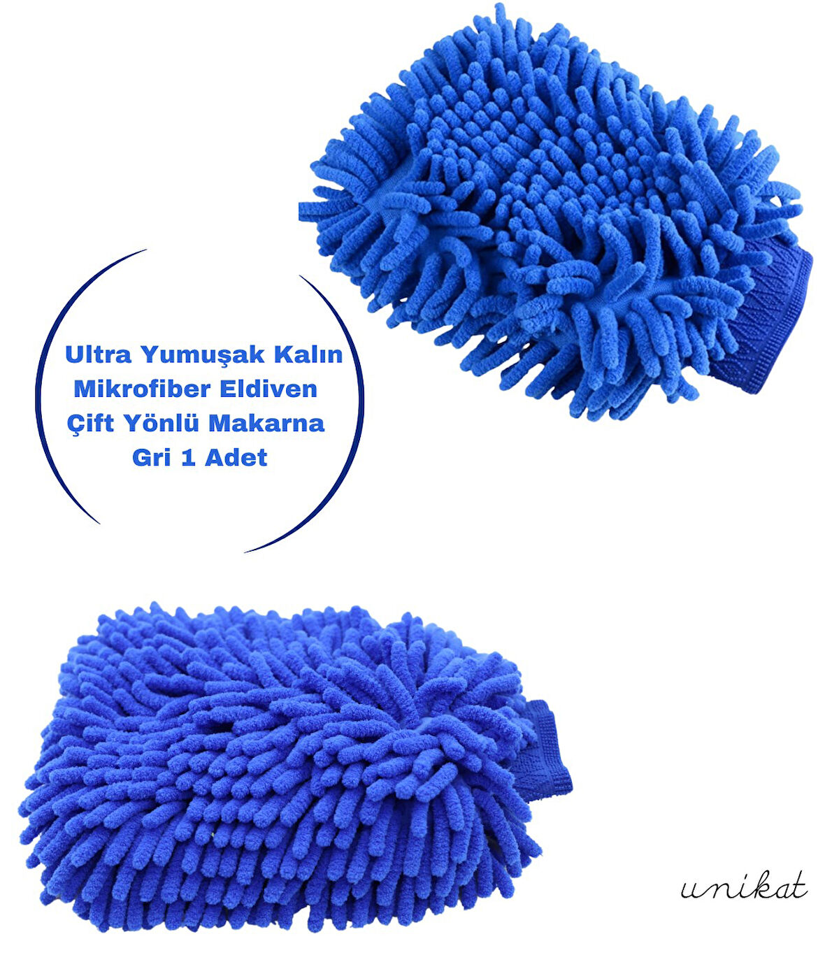 Ultra Yumuşak Mikrofiber Yıkama Eldiveni - Çift Yönlü Makarna Mavi 1 Adet