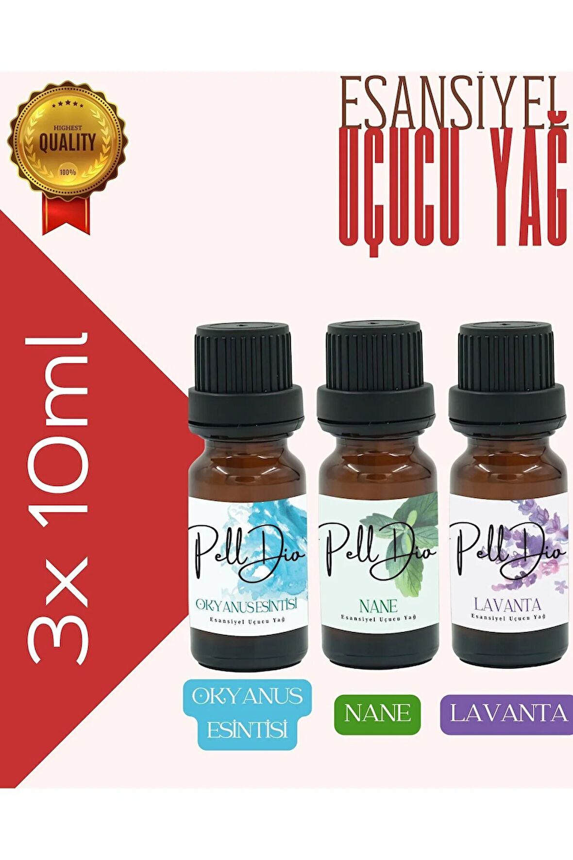 3'lü Okyanus-Nane-Lavanta Esansiyel Uçucu Yağ, Buhurdanlık Yağı, Difüzör Esansı, Oda Kokusu 10ml-1