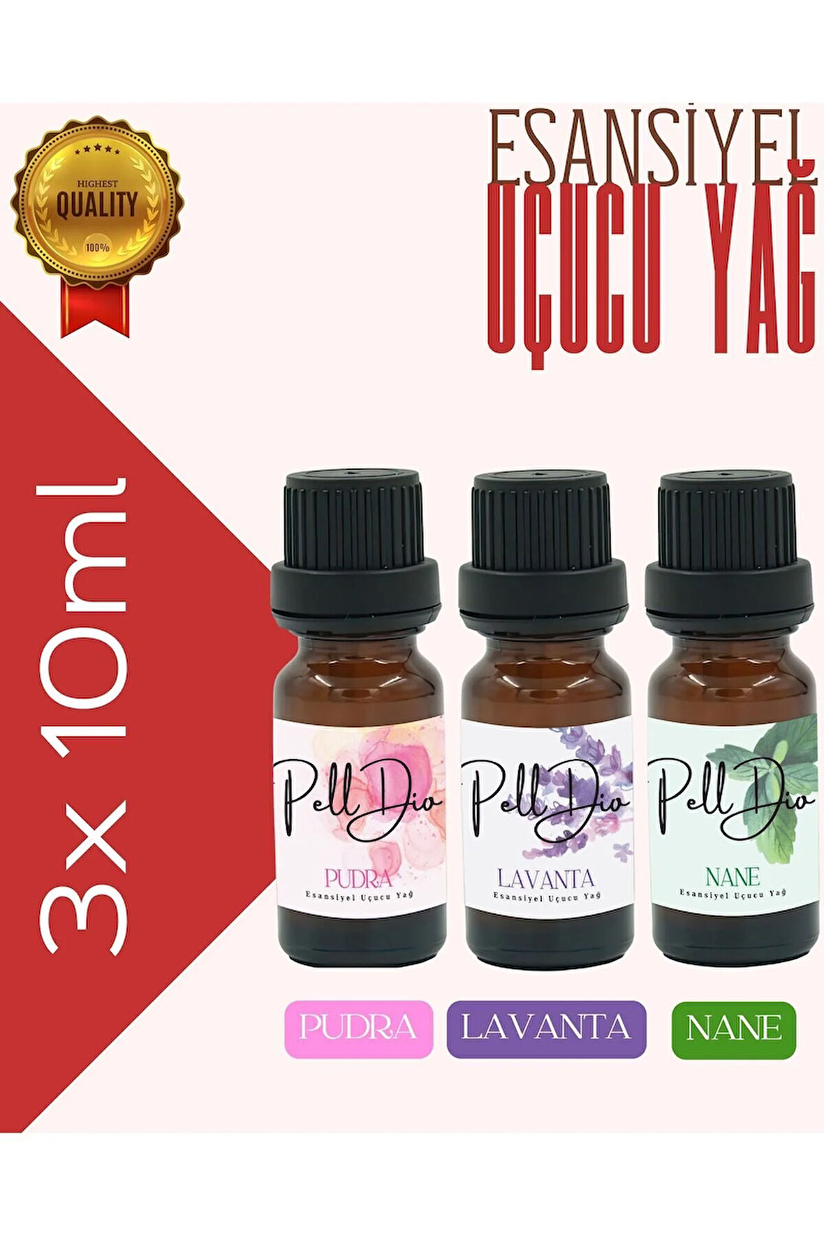 3'lü Pudra-Lavanta-Nane Esansiyel Uçucu Yağ, Buhurdanlık Yağı, Difüzör Esansı, Oda Kokusu 10ml-4