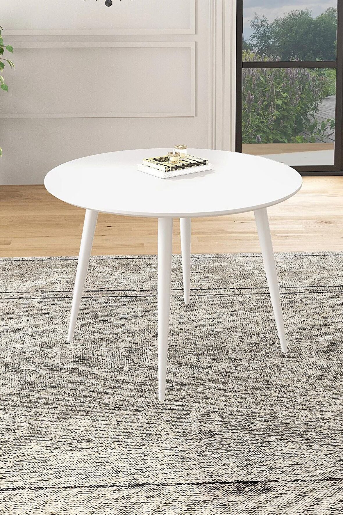 Rovena Violet Beyaz Yuvarlak Yemek Odası Takımı 4 Sandalye