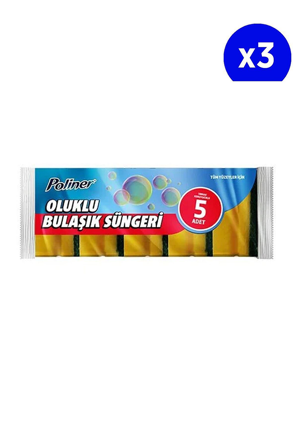 Poliner Oluklu 5'li Bulaşık Süngeri x 3 Adet