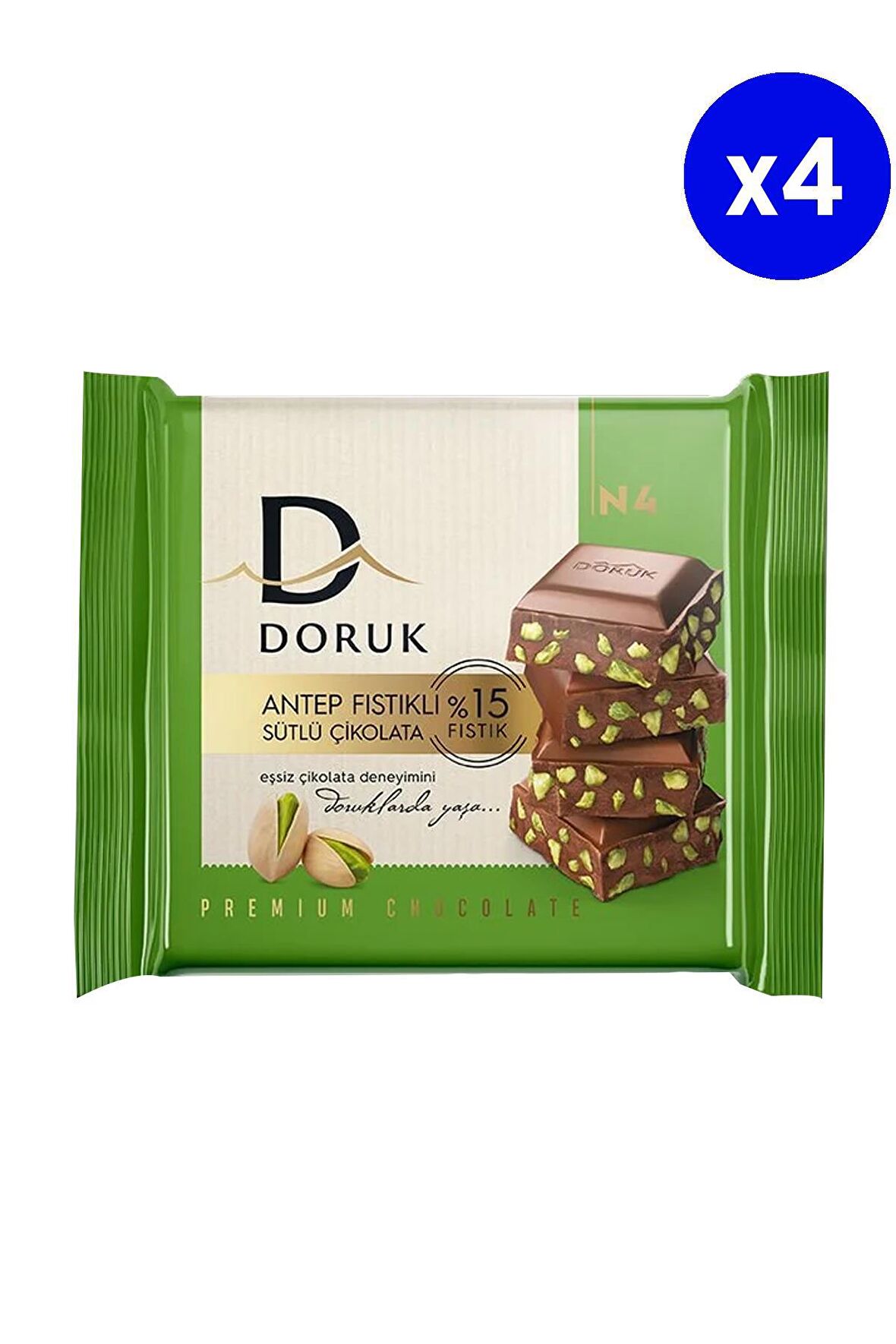 Doruk Antep Fıstıklı Sütlü Çikolata 60 Gr x 4 Adet