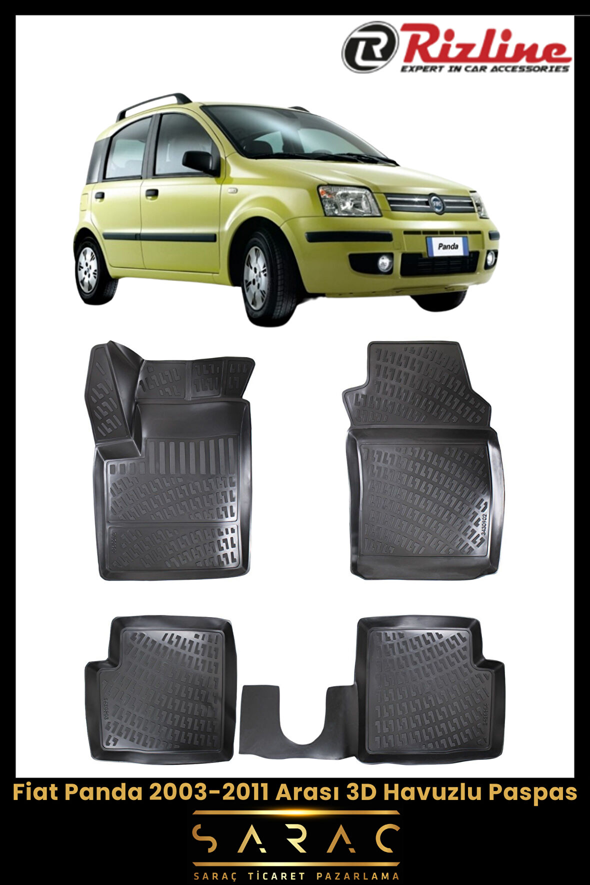 Rizline Fiat Panda 2006 Model 3D Havuzlu Paspas