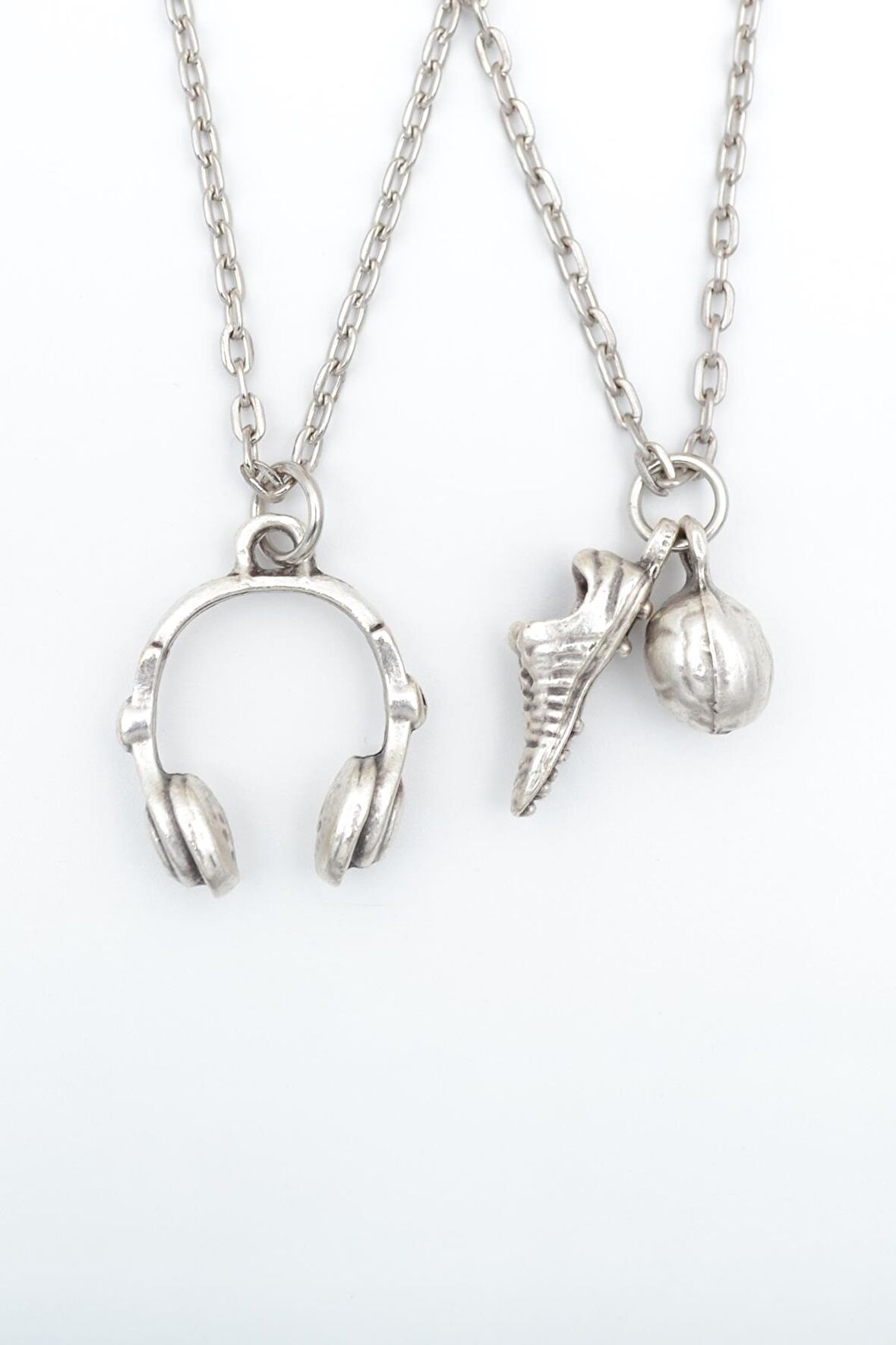 2'li Kulaklık - Futbol - Krampon - Top Erkek Kadın Kolye Seti 925 Ayar Gümüş Kaplama