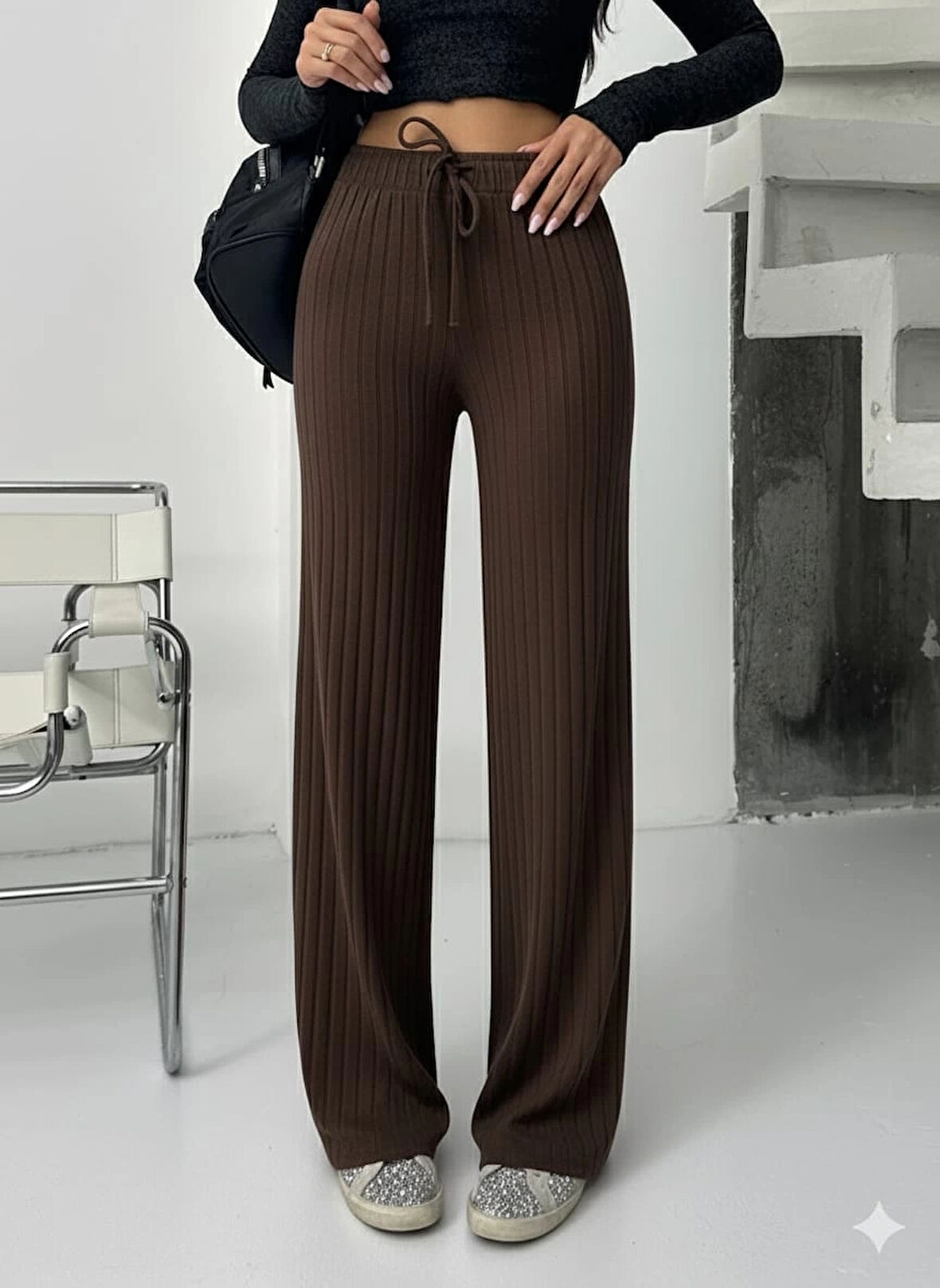 Fitilli şardonlu pantolon kahve a4058