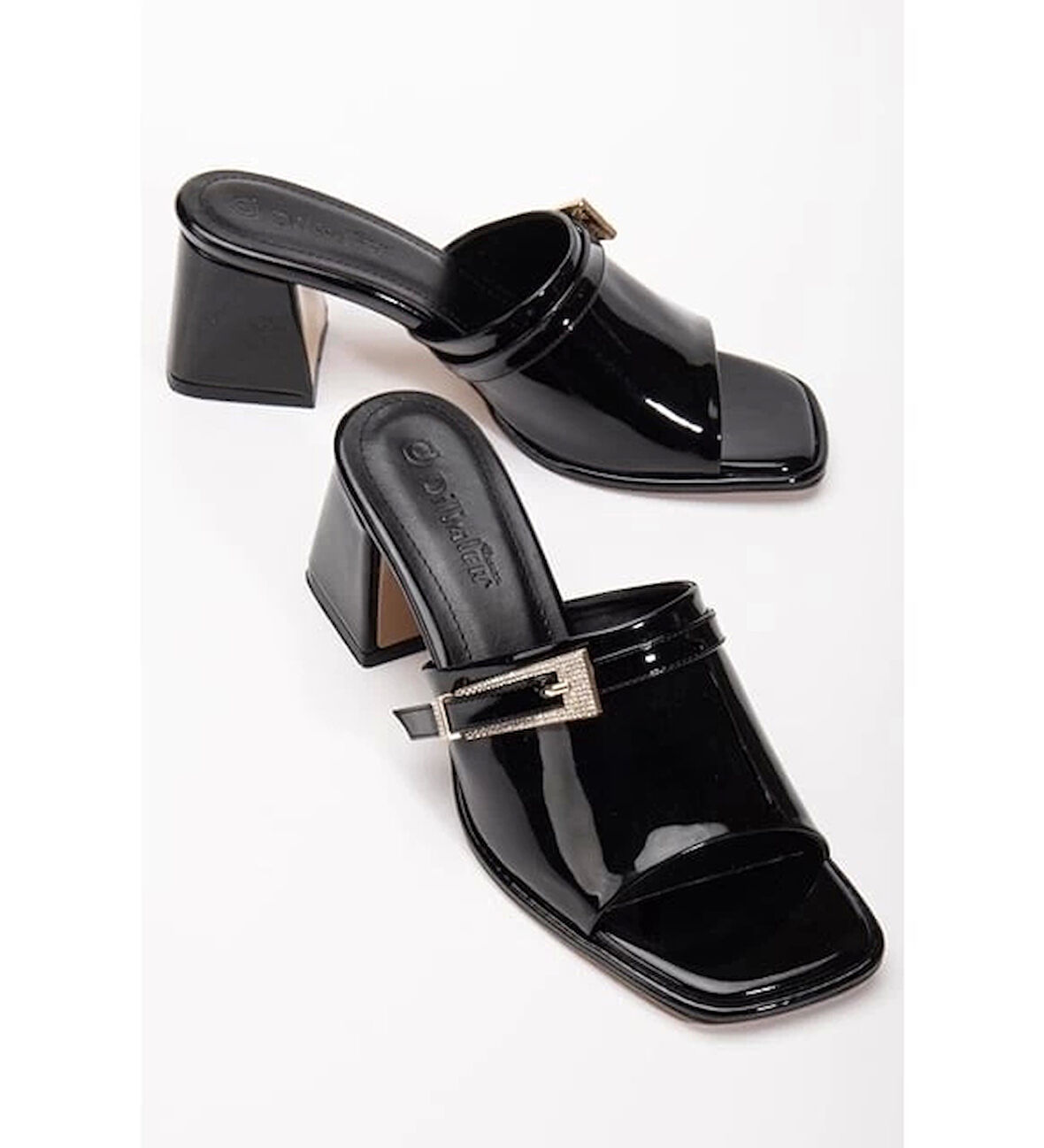 Ziva Siyah Rugan Topuklu Terlik