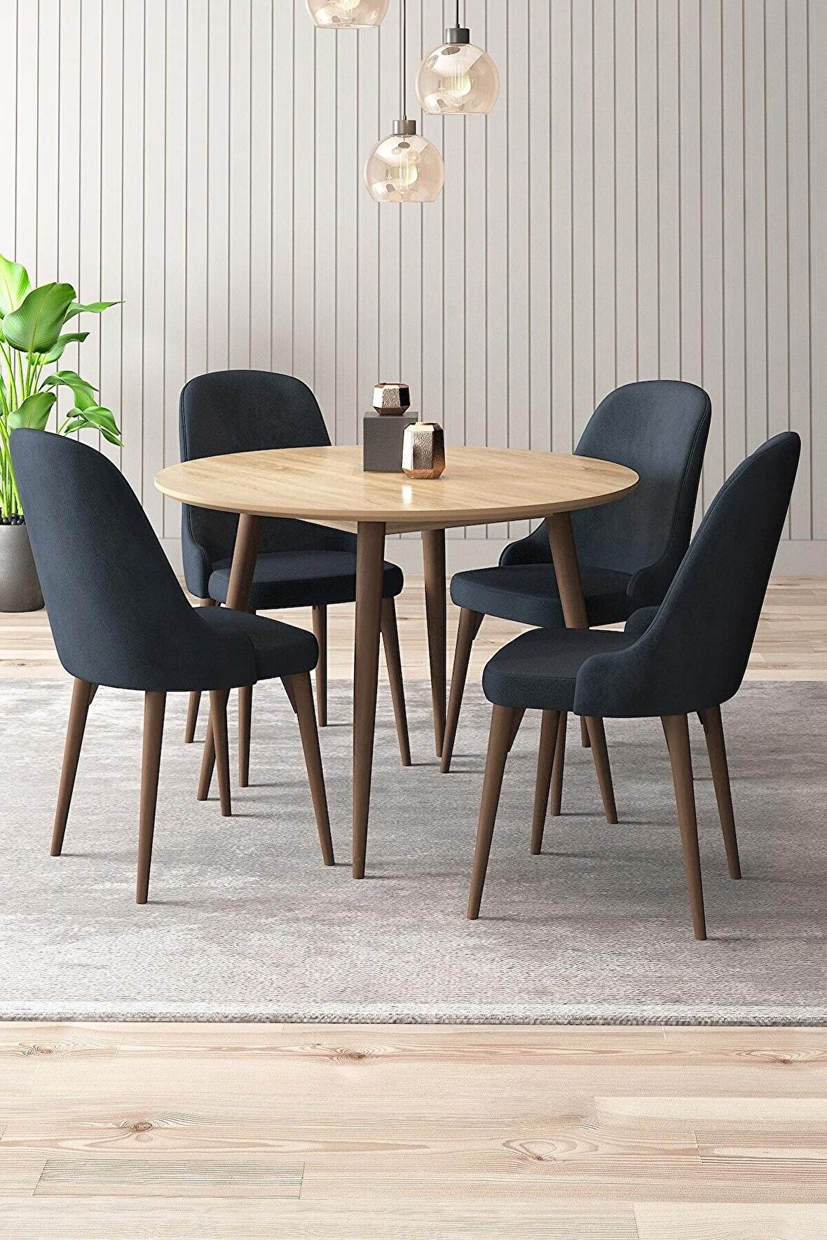 Rovena Violet Beyaz Yuvarlak Mutfak MasasıTakımı 4 Sandalye