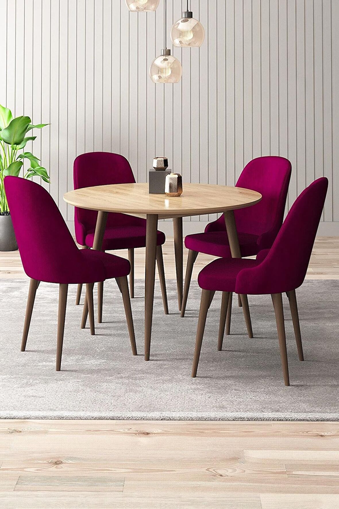 Rovena Violet Beyaz Yuvarlak Mutfak MasasıTakımı 4 Sandalye