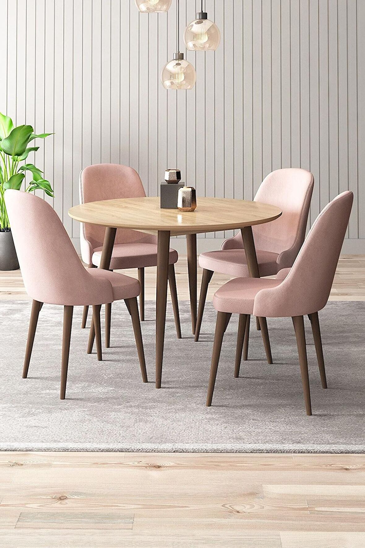 Rovena Violet Beyaz Yuvarlak Mutfak MasasıTakımı 4 Sandalye