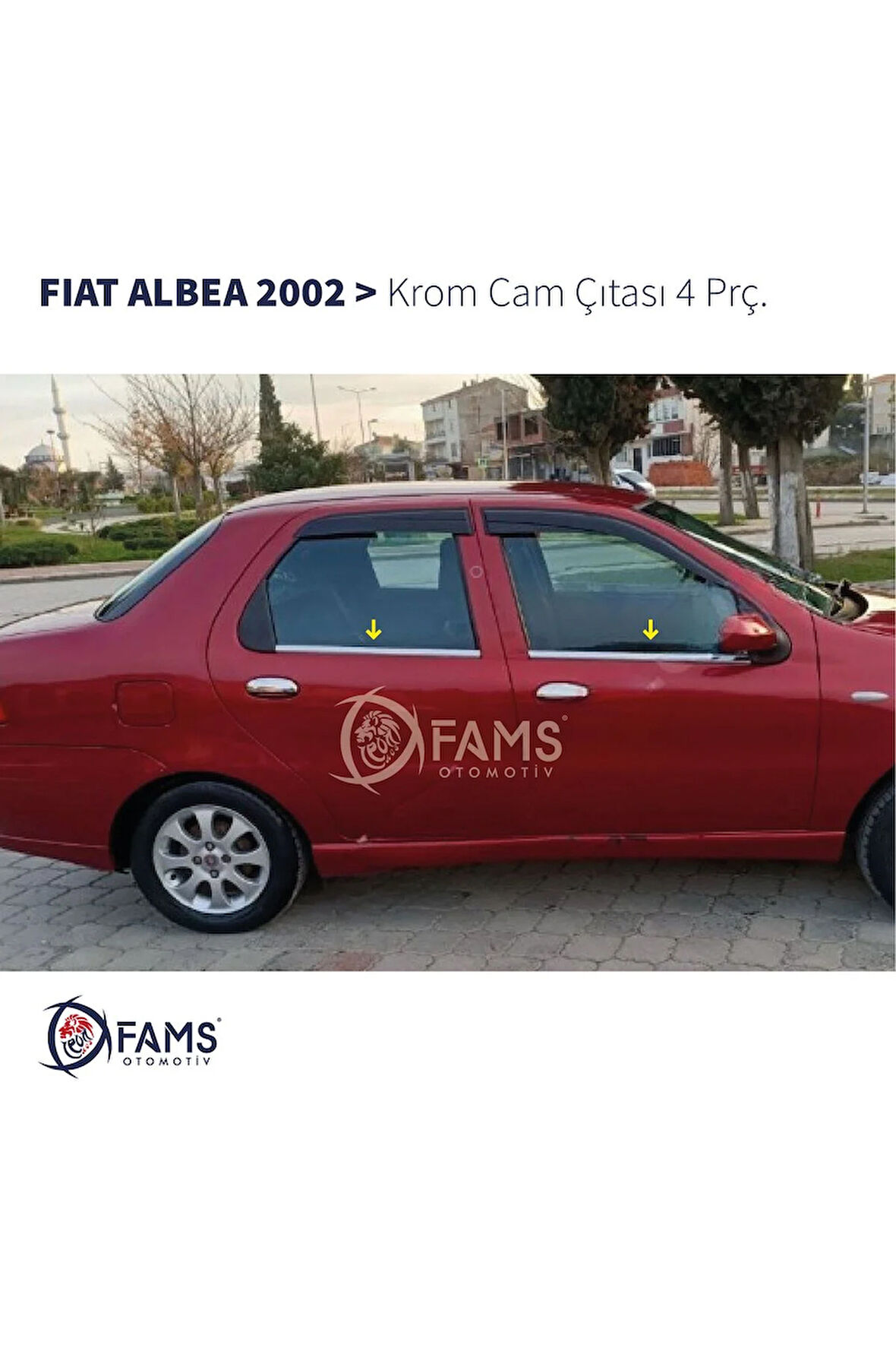 Fiat Albea Krom Cam Çıtası 4 Prç. 2002 Üzeri P.çelik