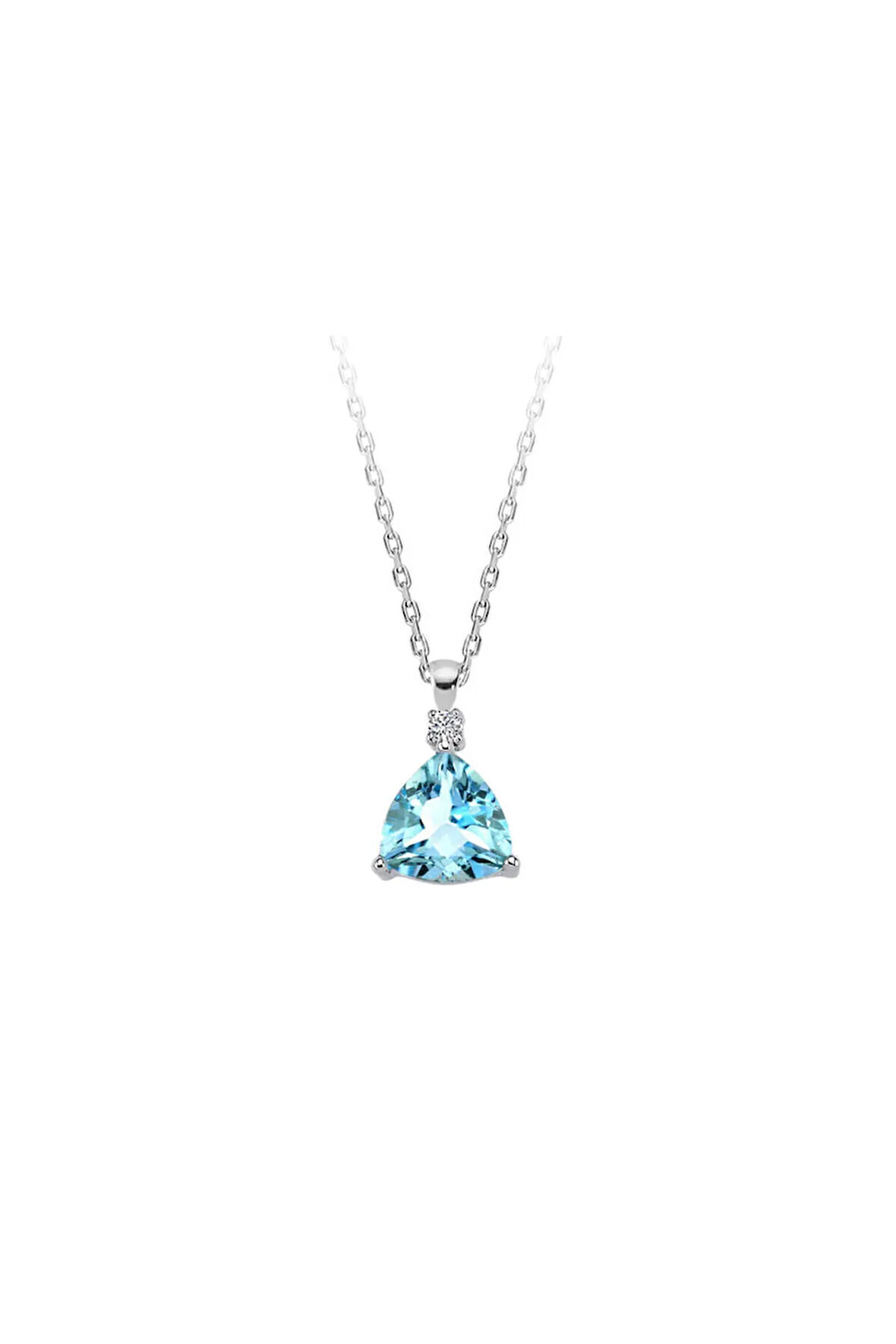 Pırlanta ve Üçgen Kesim Sky Blue Topaz Taşlı Kolye